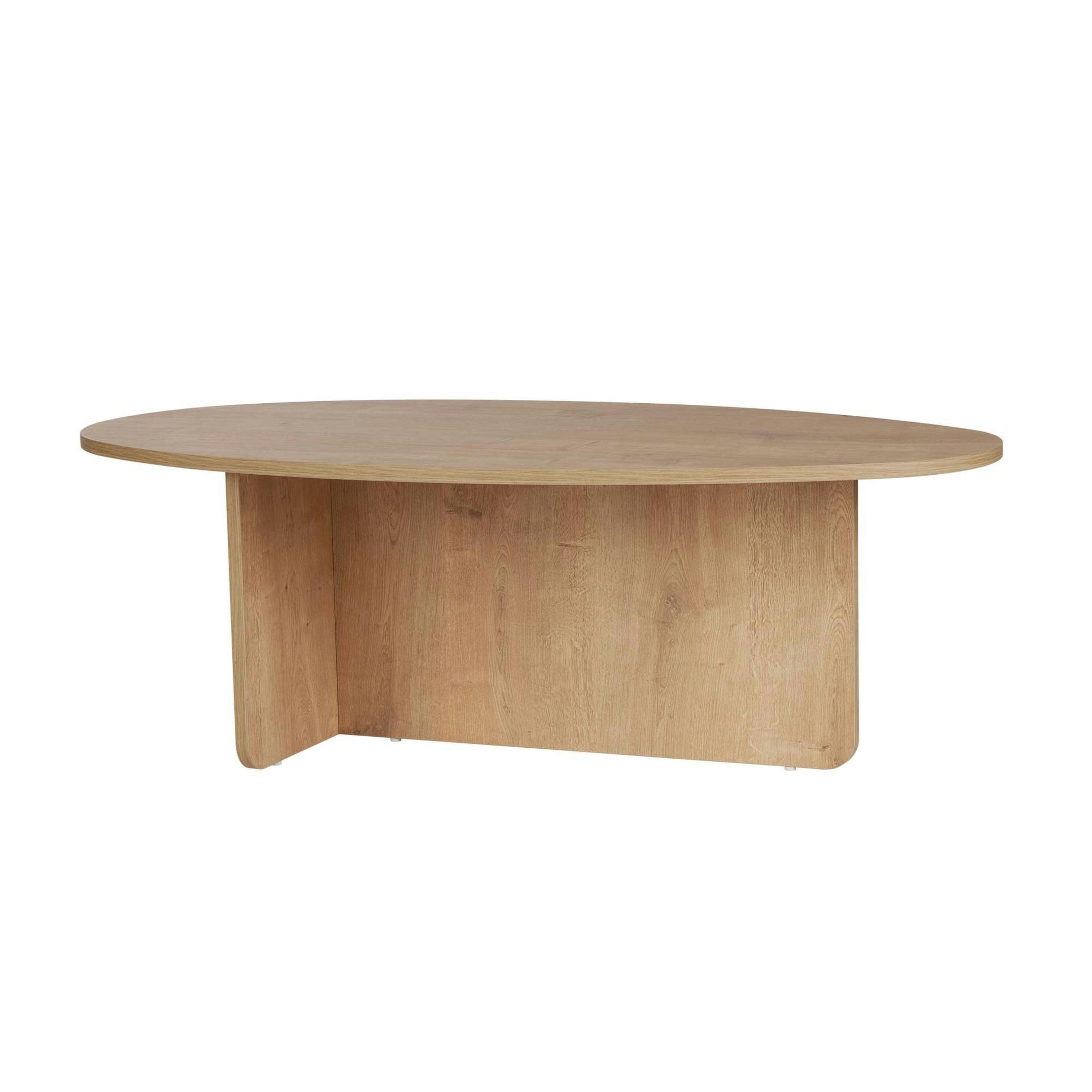Table basse moderne ovale effet bois clair – pied en T MARFA - 6