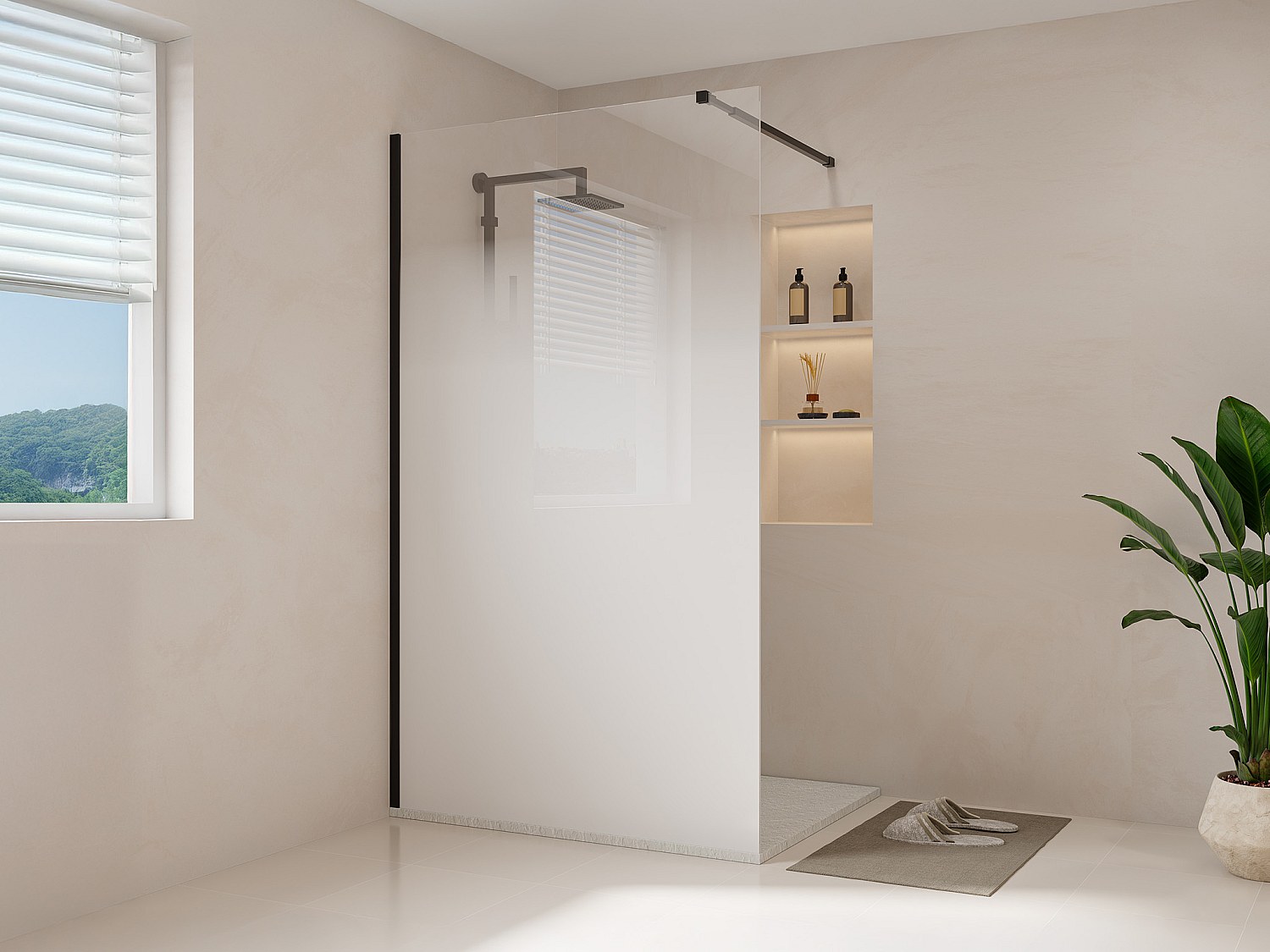 Ścianka prysznicowa dymiona do kabiny walk-in - 120 x 200 cm - Czarny mat - POMARO