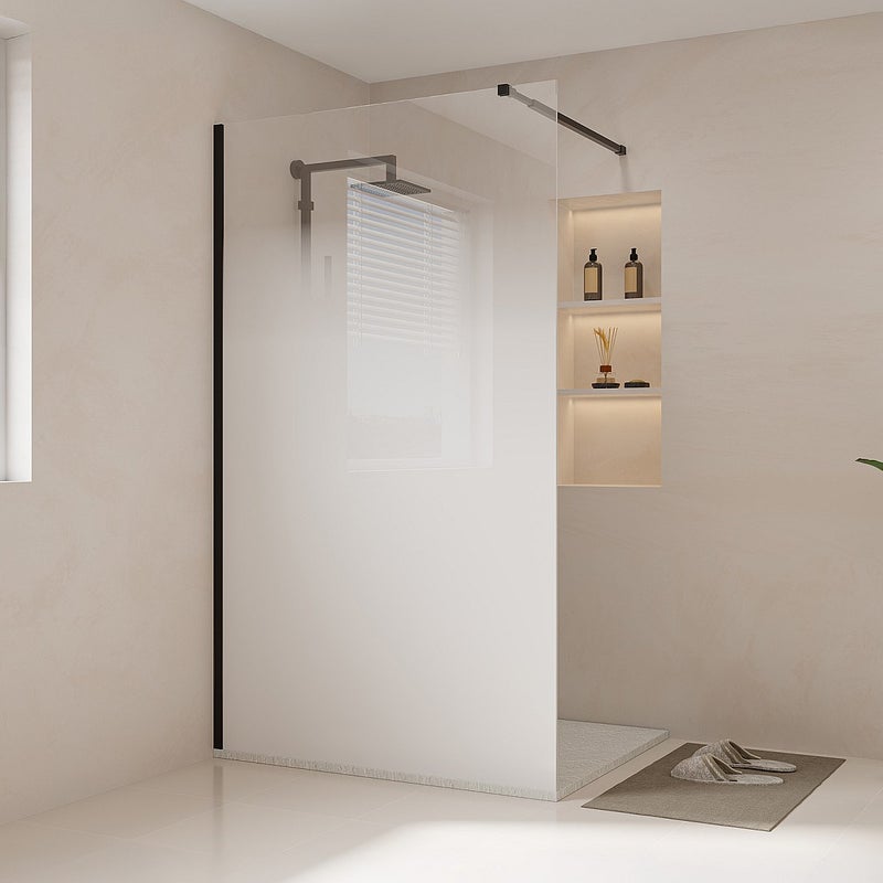 Ścianka prysznicowa dymiona do kabiny walk-in - 120 x 200 cm - Czarny mat - POMARO