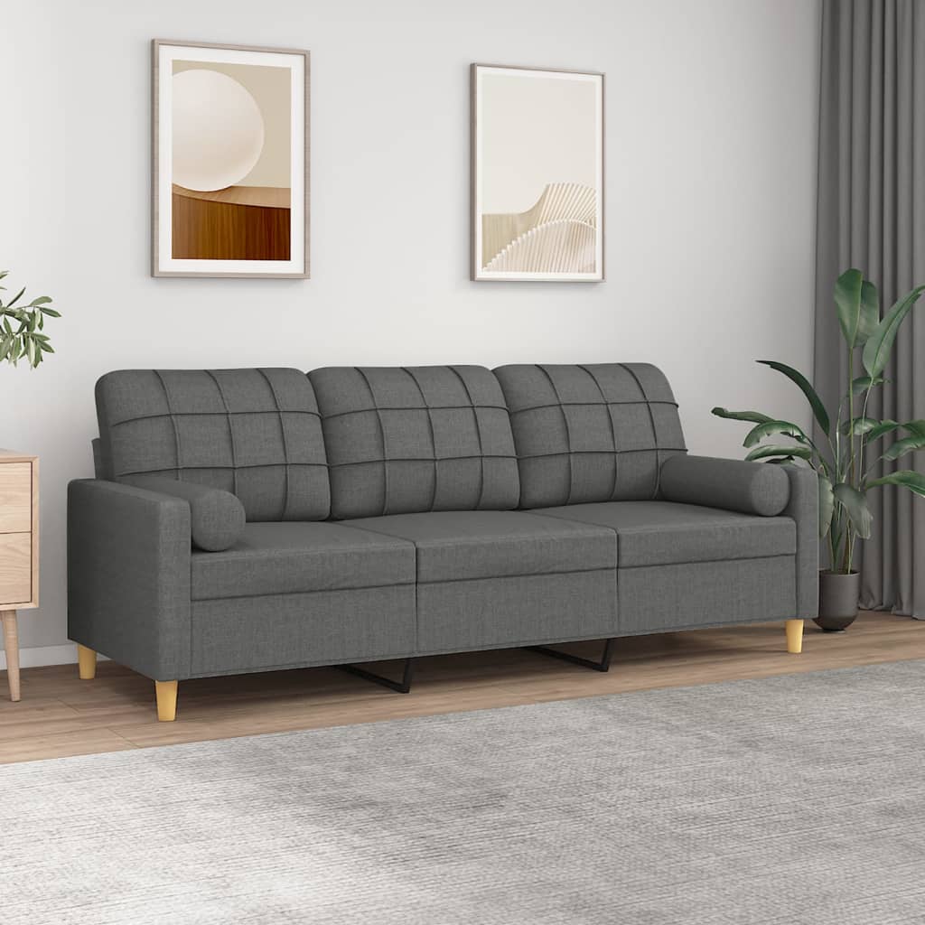 Maison exclusive - sofá de 3 plazas con cojines tela gris oscuro 180 cm