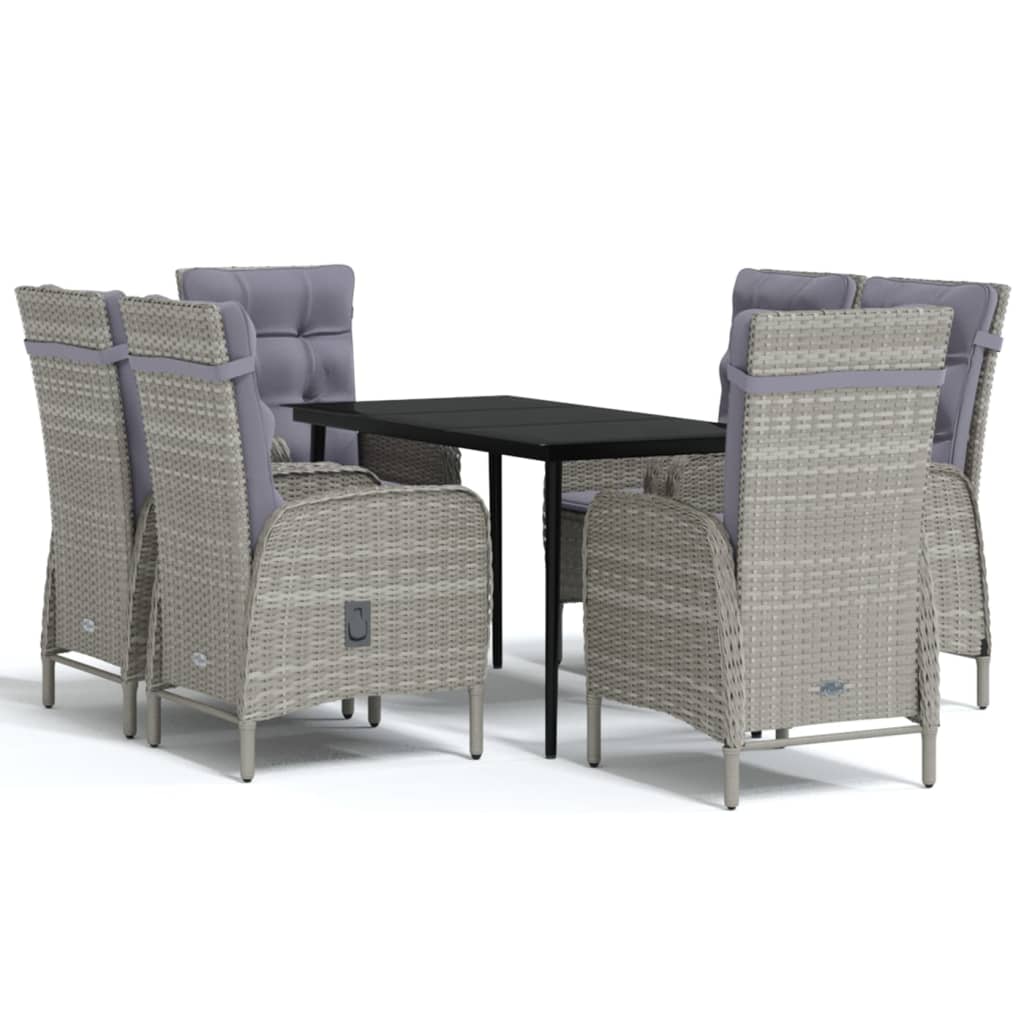 Maison Exclusive - Set da Pranzo da Giardino 7 pz con Cuscini Grigio e Nero - 2