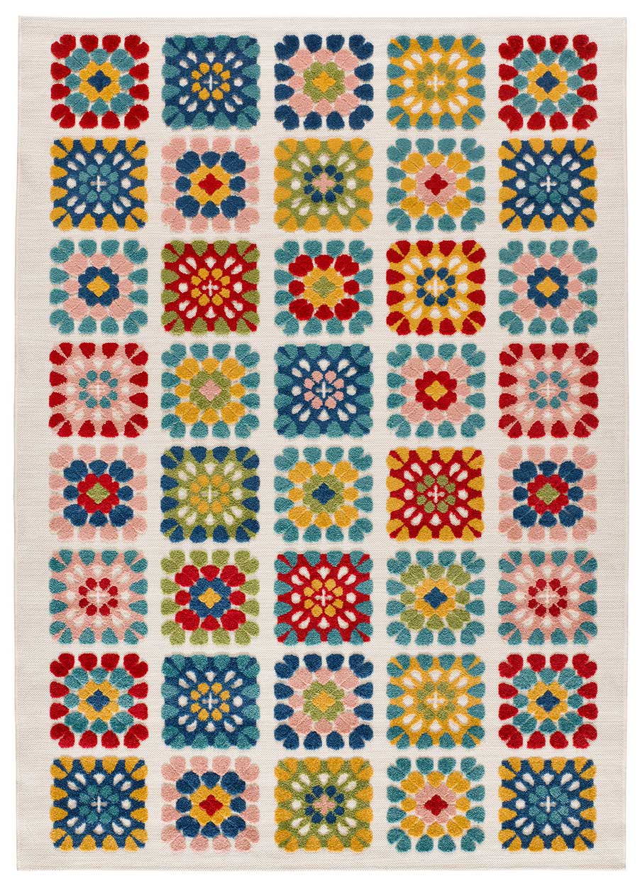 Tapis extérieur multicolore rectangulaire l.160 x L.230 cm MILA géométrique avec relief - ATTICGO - 7