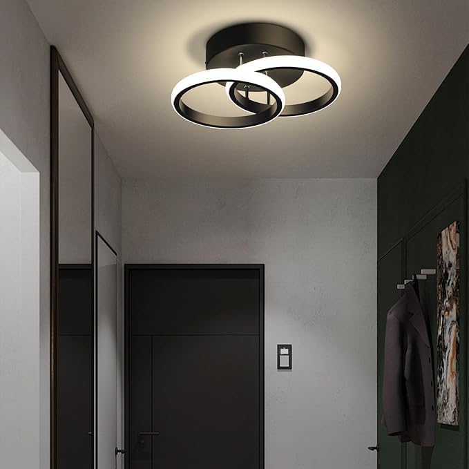 Nowoczesna lampa sufitowa LED, lampa ścienna z regulowaną ciepłą białą barwą światła, 2 w 1, mała, częściowo wpuszczana, ściemnialna oprawa świetlna d