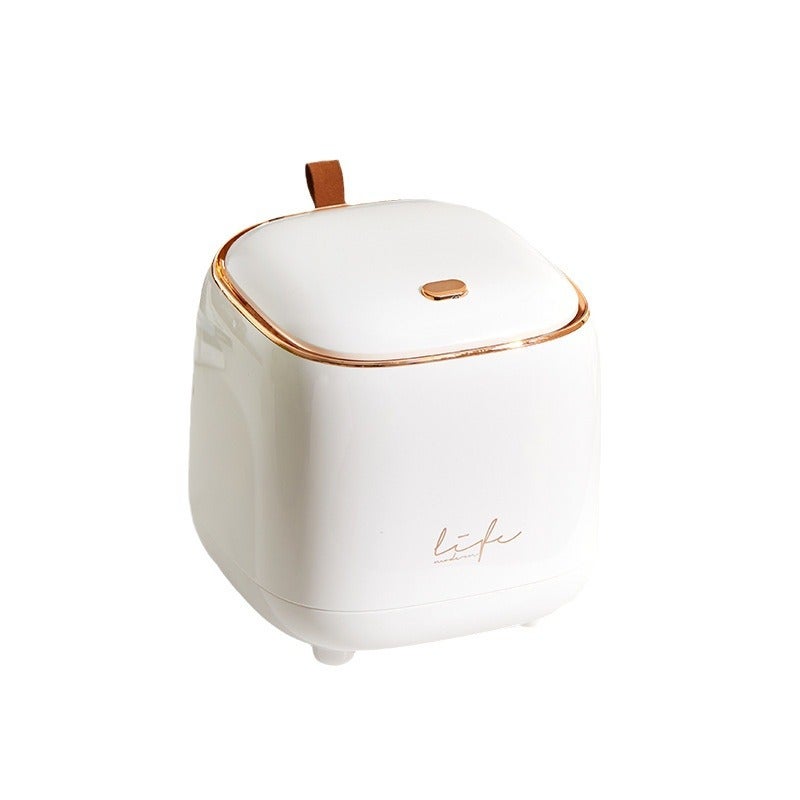 x Mini plastikowy kosz na śmieci na biurko z pokrywką, mały pojemnik do przechowywania na biurku z przyciskiem do czyszczenia, do biura domowego