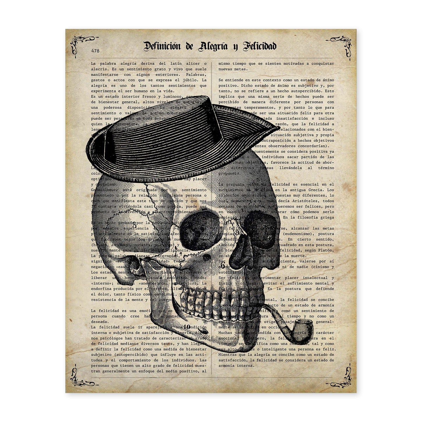Affiches D'objets Vintage. Live Live Mata Avec Des Images D'objets Et D'instruments Vintage, Avec Des Définitions Espagnoles. Cadre Noir A4 - 2
