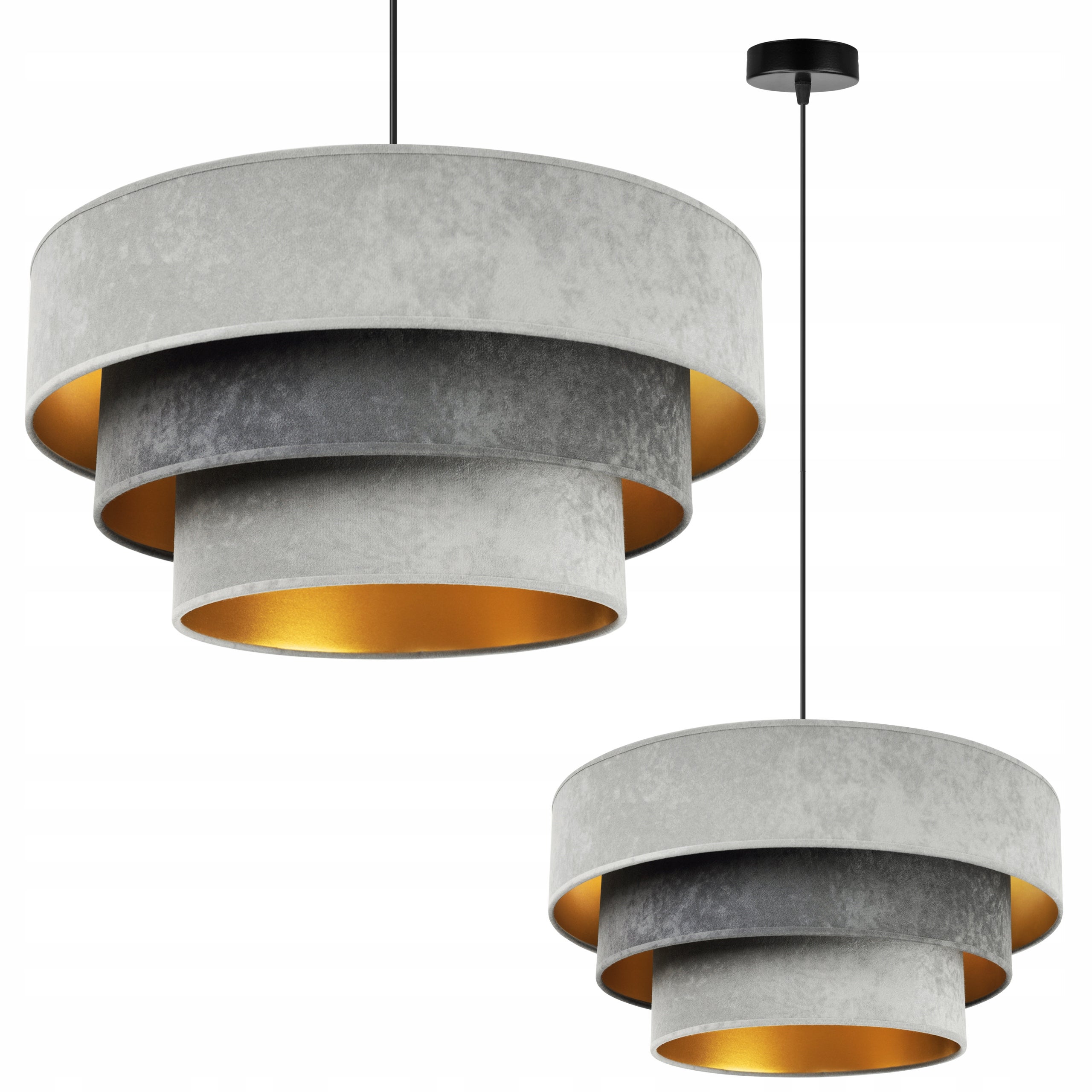Lampa sufitowa wisząca Mediolan modern 1xE27 abażur walec walcowaty jasnoszary Light Home LH