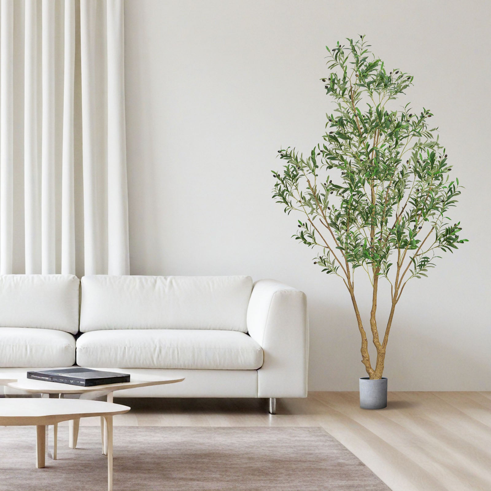 Arbre Artificiel,VEVOR 2,4 m,Plante Artificielle en PE Olivier Artificiel avec Pot Noir,pour Bureau,Chambre à Coucher,Décoration d'Intérieur - 8