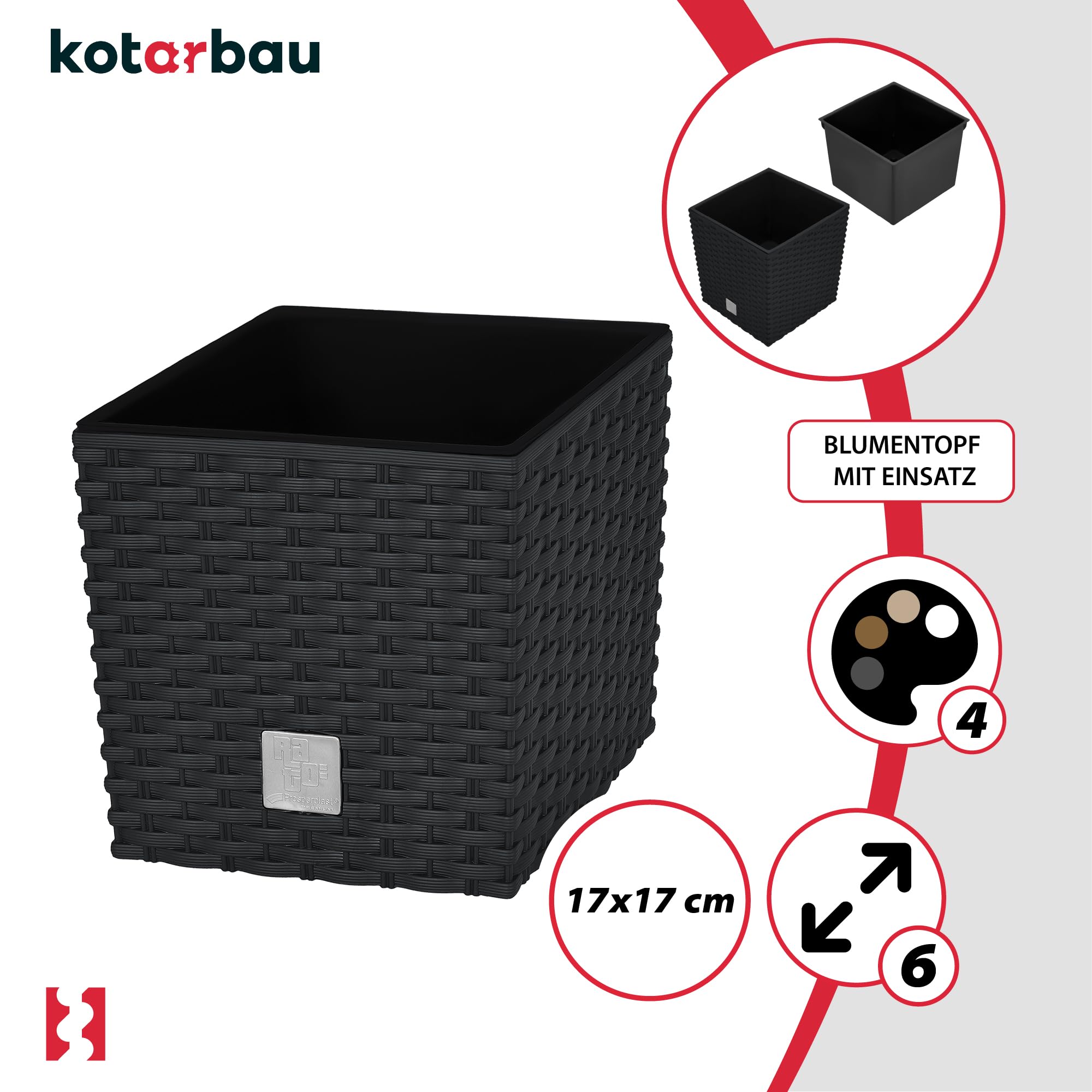 2x donica doniczka 4 l ogrodowa balkonowa taras kwiaty rattan wkład ogród - KOTARBAU - 4