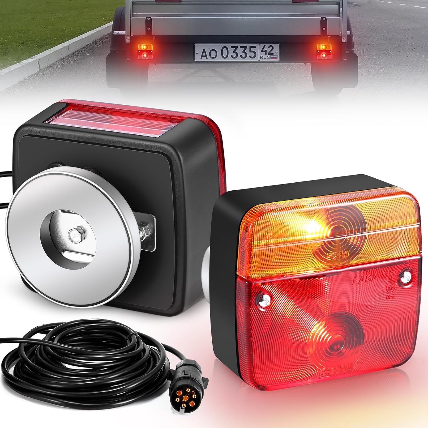 Magnetyczne tylne światła do przyczepy Stop kierunkowskaz oświetlenie tablicy rejestracyjnej Kabel Kompatybilne przyczepami kempingowymi ciężarówkami