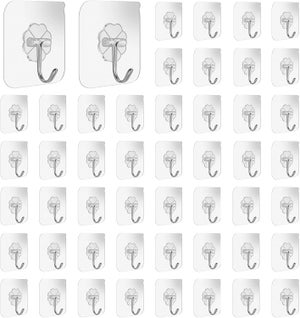 50 Ganci Adesivi Trasparenti Per Bagno E Cucina | Autoadesivi Senza Fori, Doppi, Forti, Per Superfici Lisce, Impermeabili - 3