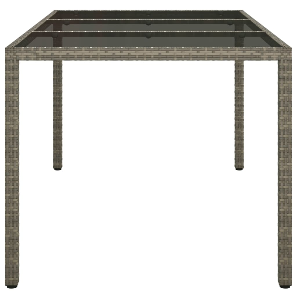Table de jardin 150x90x75 cm Verre trempé et poly rotin Gris vidaXL - 4