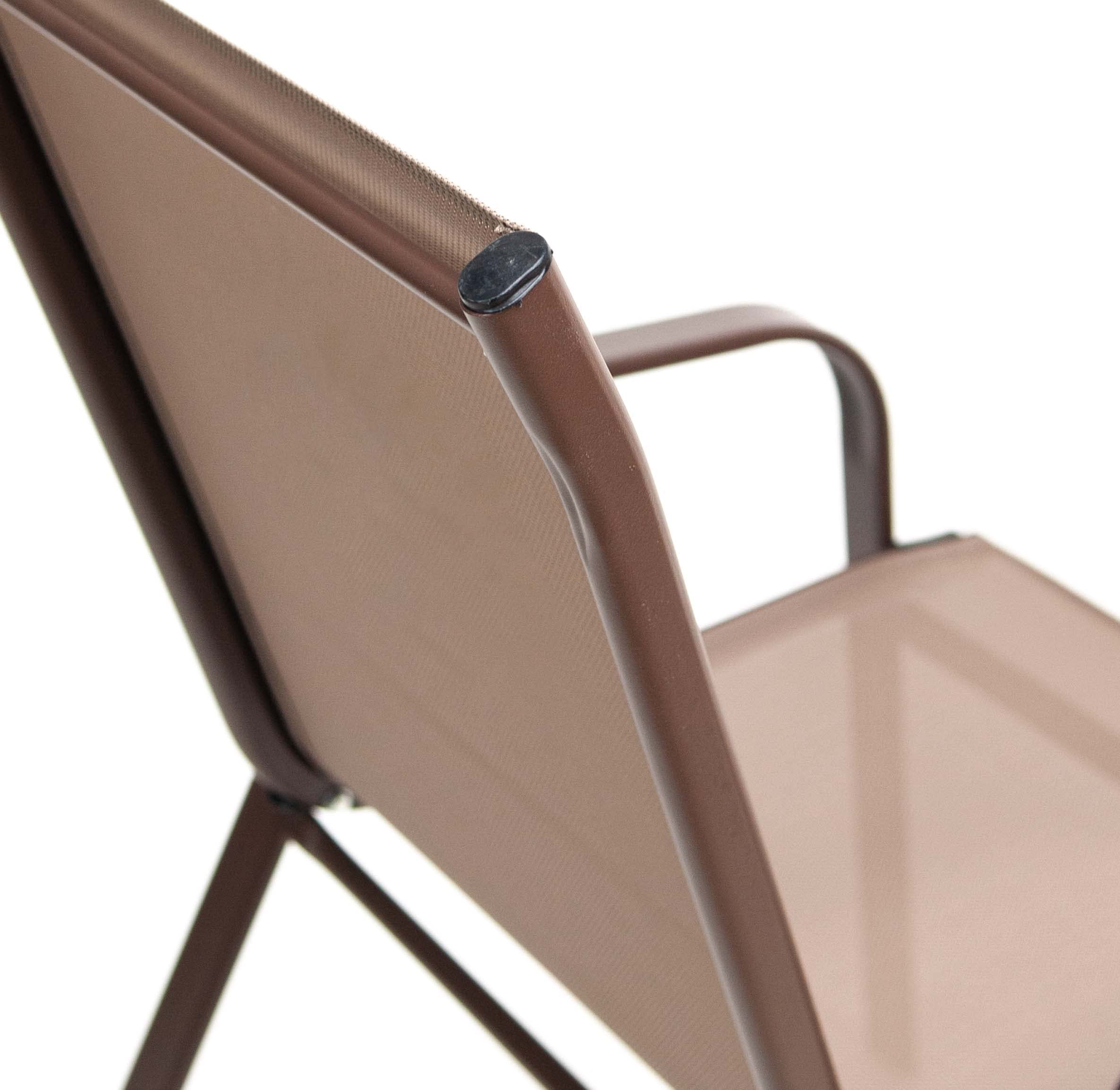 Pack de 2 Sillas de Metal con Lona Apilables para Jardín - Marrón - 4