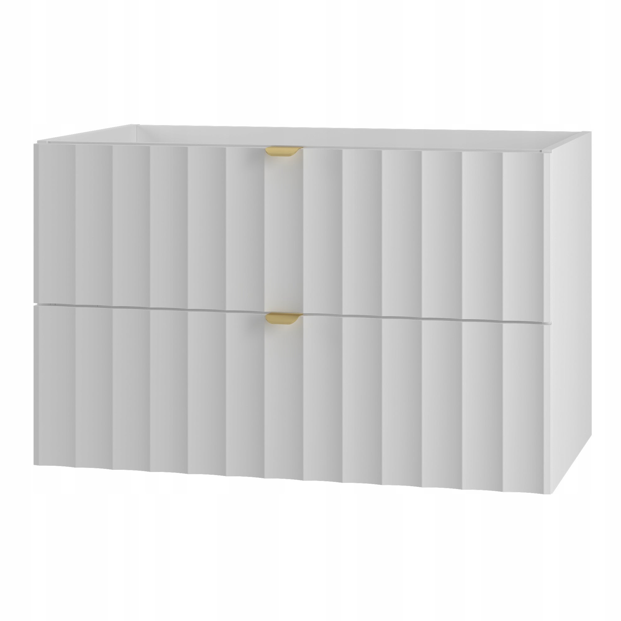 Szafka łazienkowa ARCOS 80 cm biała ryflowana wisząca złoty uchwyt