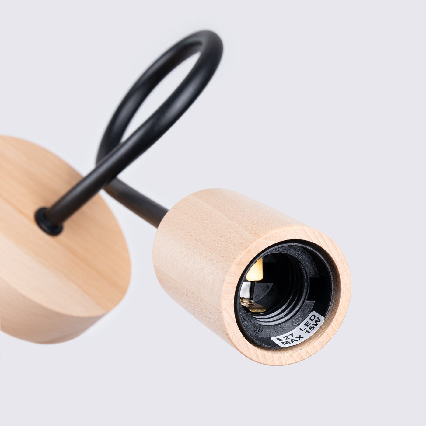 Kinkiet ścienny Ember czarny-naturalne drewno 1xE27x15W wym: 24 x 10 x 19 cm metal IP20 Sollux Lighting - 5