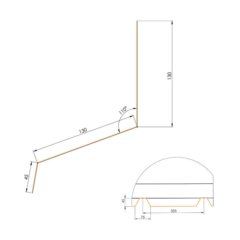 Faîtière Crantée Contre Mur 2100 mm AXEL Bleu Ardoise RAL 5008 - 4