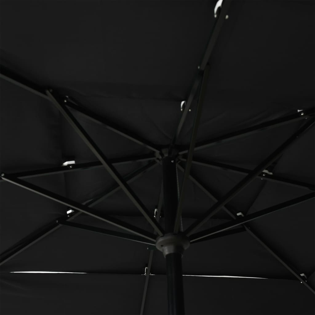 Parasol à 3 niveaux avec mât en aluminium Noir 2,5x2,5 m - 2