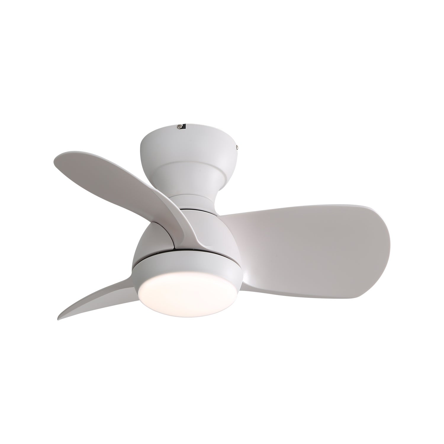 Ventilador de techo led miniatura de 58 cm (23 pulgadas) con 3 colores, regulable, 3 aspas de abs, mando a distancia, motor de cc para dormitorio.