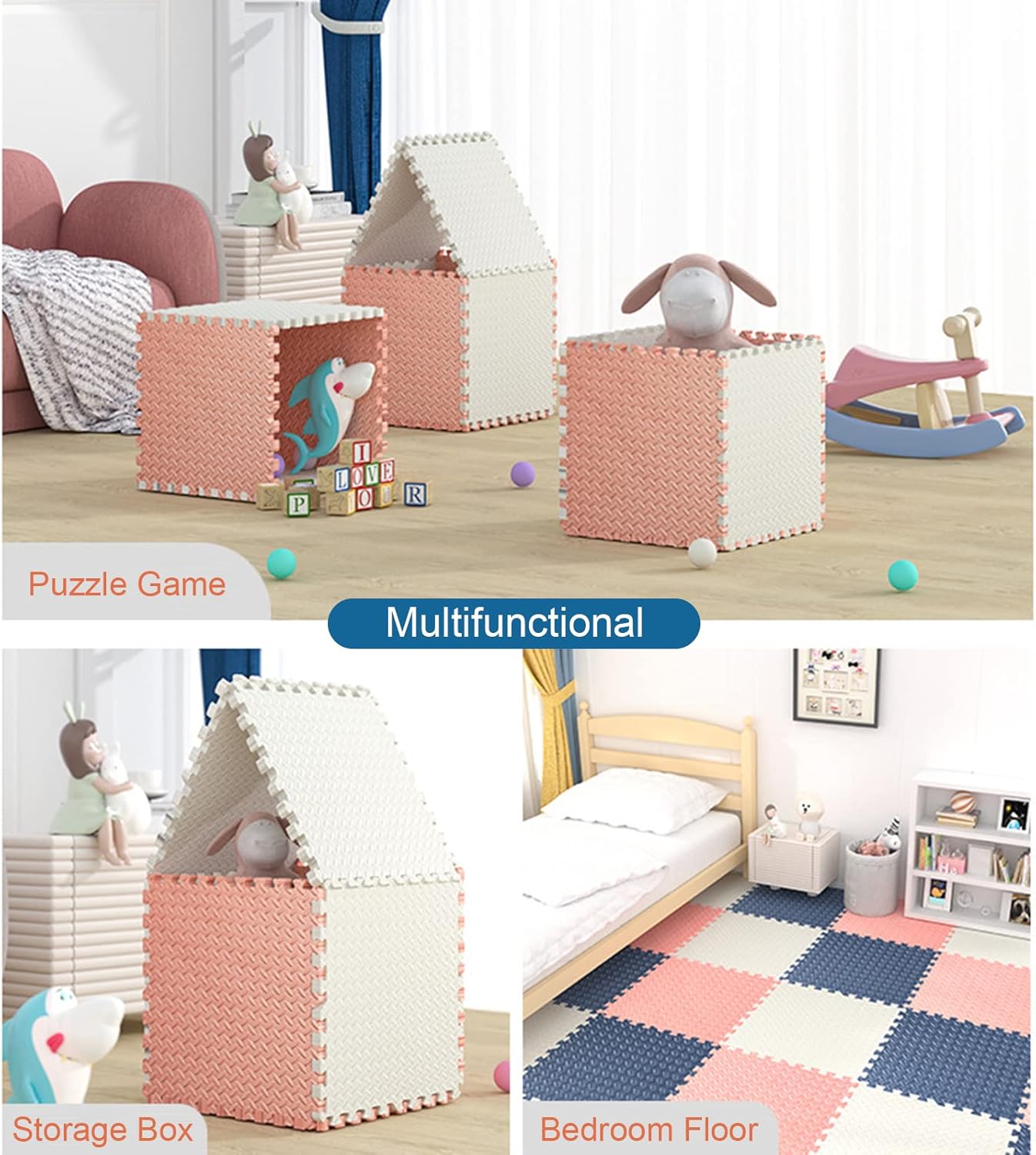 Tapete de juego modular para bebés - 10 piezas de 30 x 30 cm - Superficie protegida para gatear y practicar yoga para niños - 9