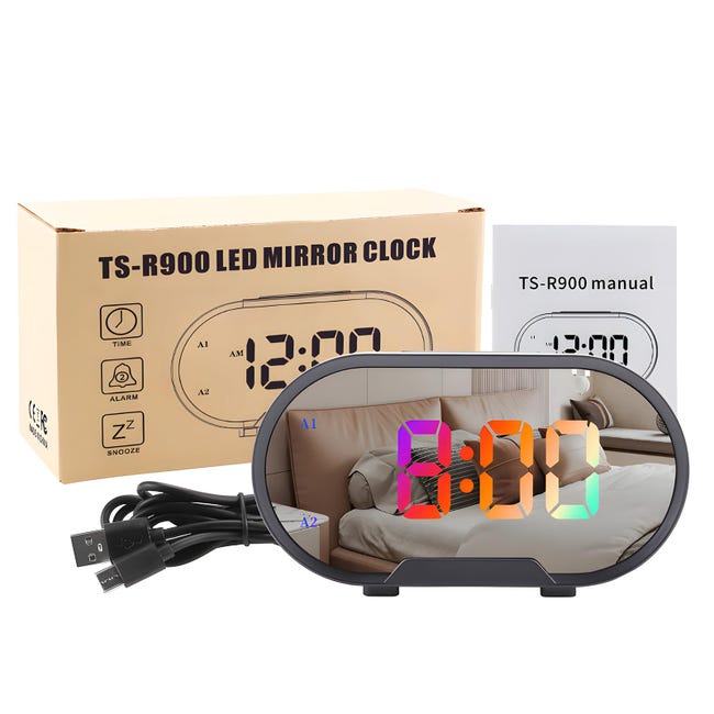 Réveil numérique LED RVB 5,5 pouces Grand écran Réveils électriques Réveil numérique LED RVB 5,5 pouces Grand écran Réveils électriques