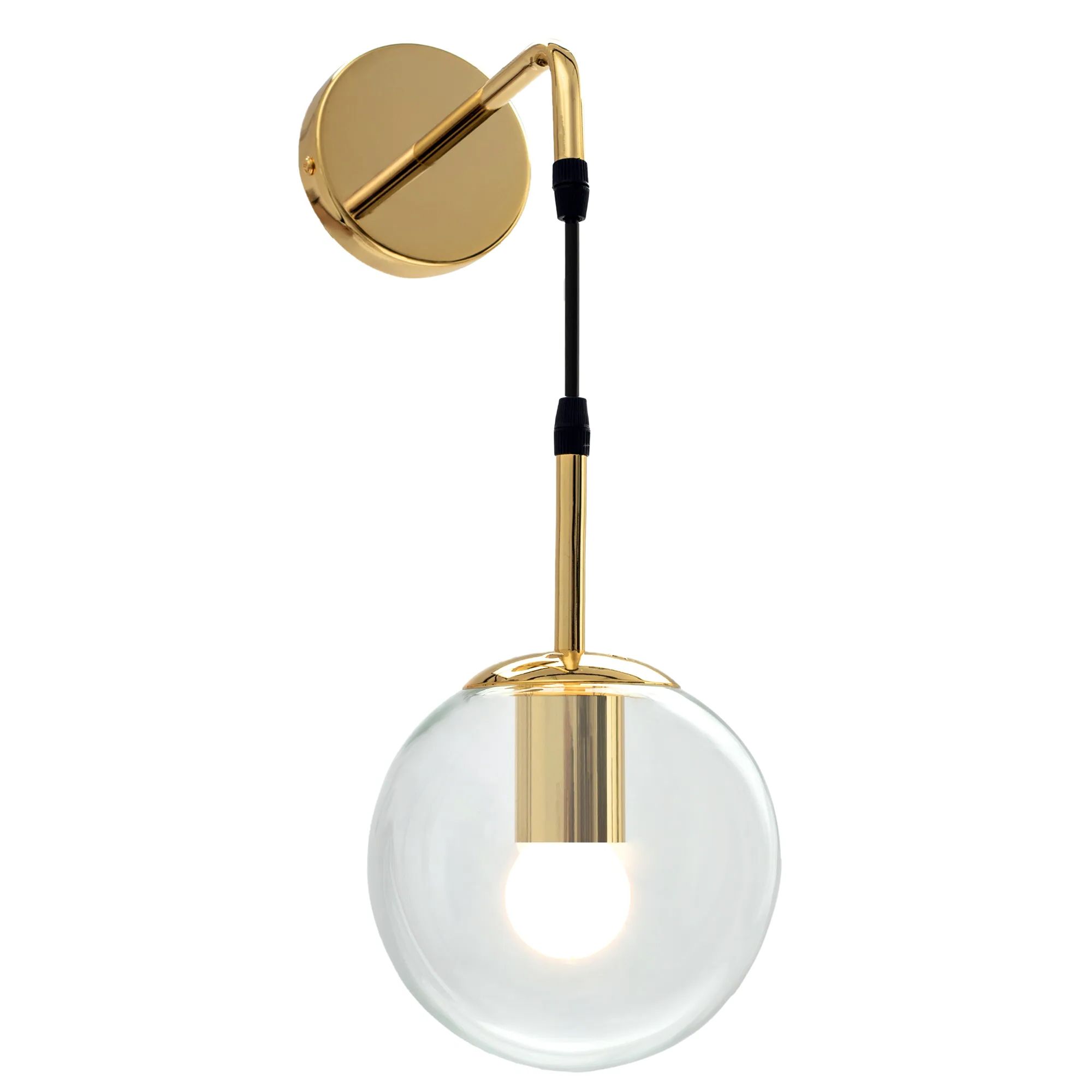 Lampa Ścienna Kinkiet Szklany Toolight App685-1W Złota