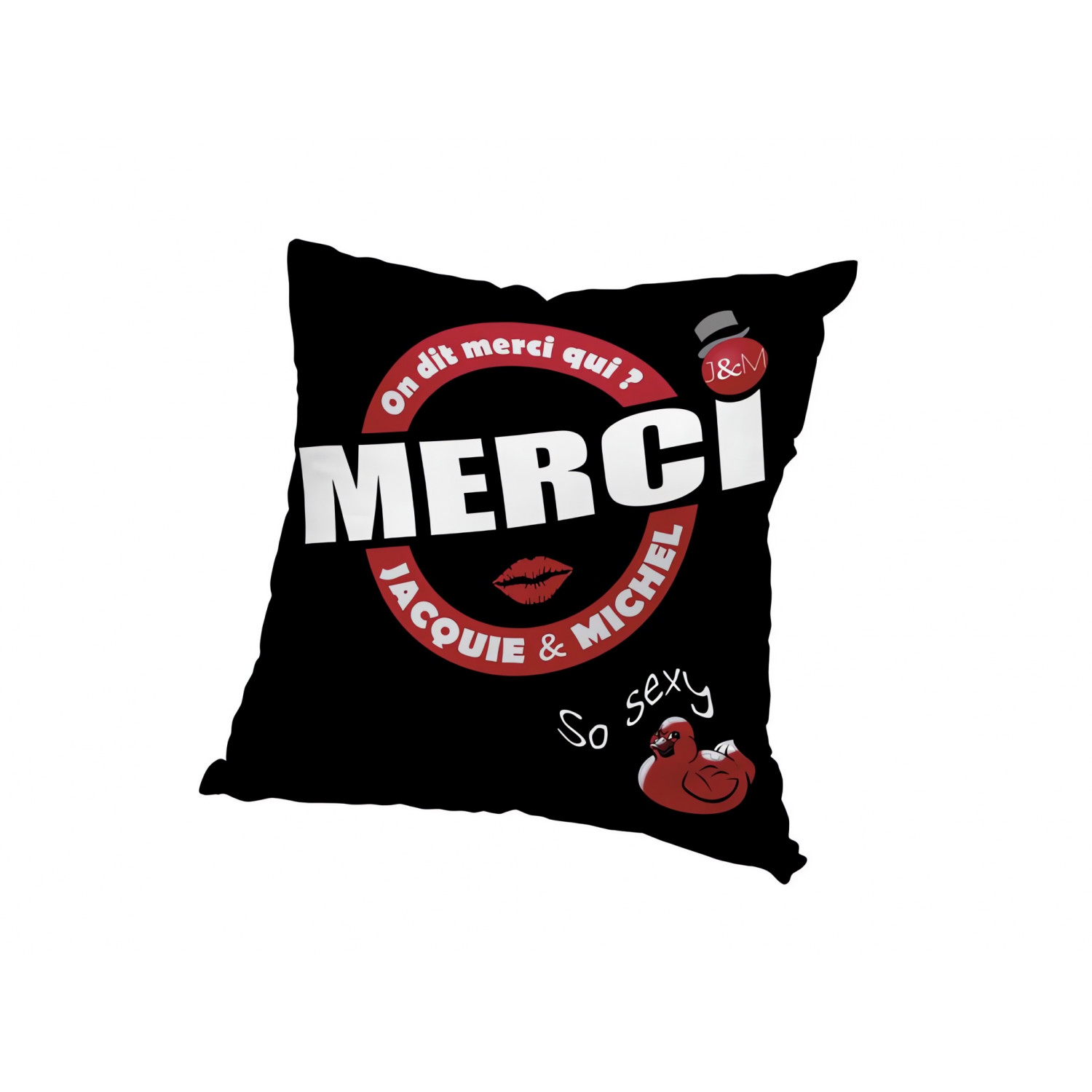 Housse de coussin 40x40 cm JACQUIE et MICHEL noir, On dit merci qui? Leroy Merlin