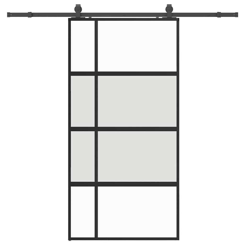 Puerta corredera herrajes negro 102,5x205 cm vidrio templado vidaXL - 2