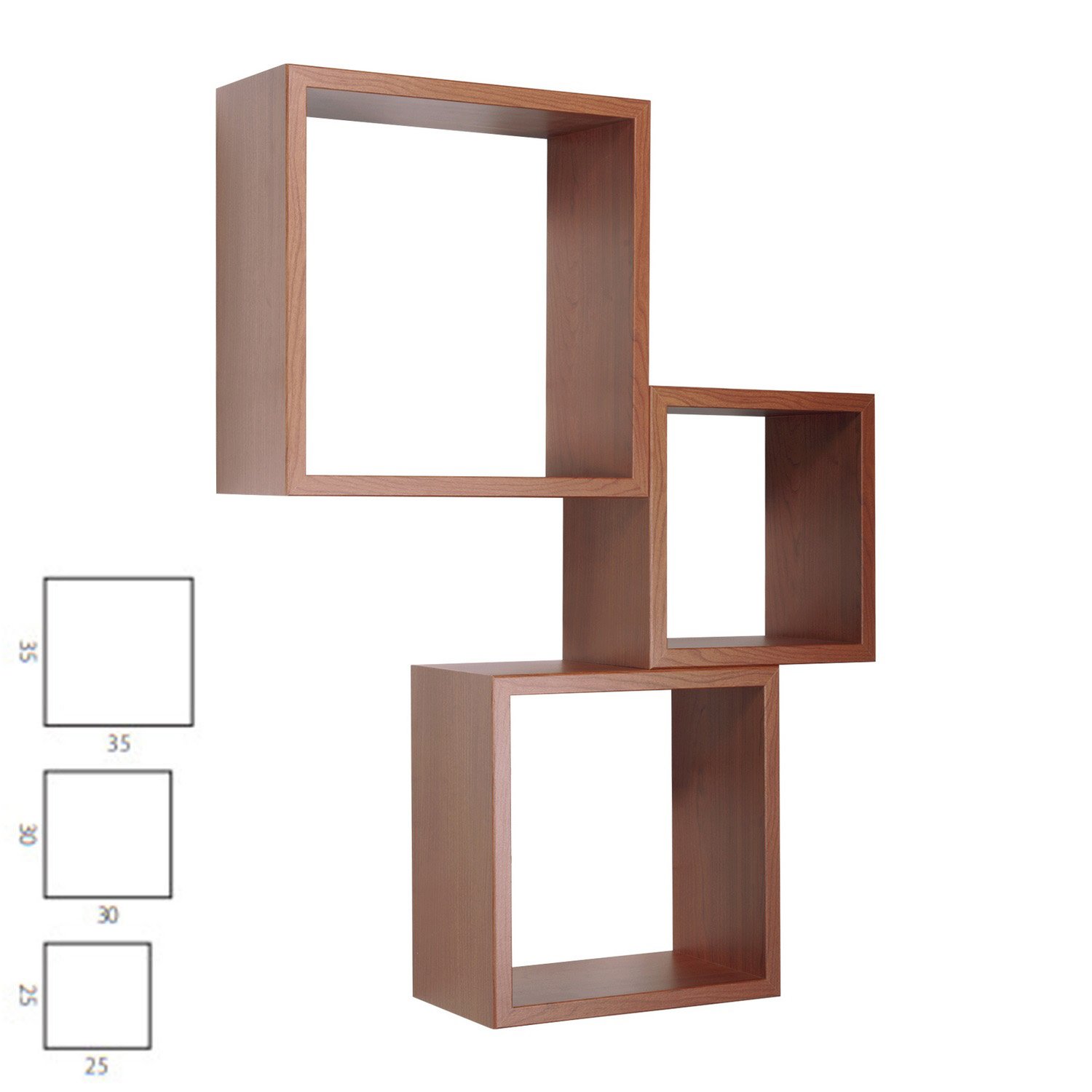 Étagères cubiques murales Lot de 3 cubes modulaires Cerisier mod. InCubo - 3