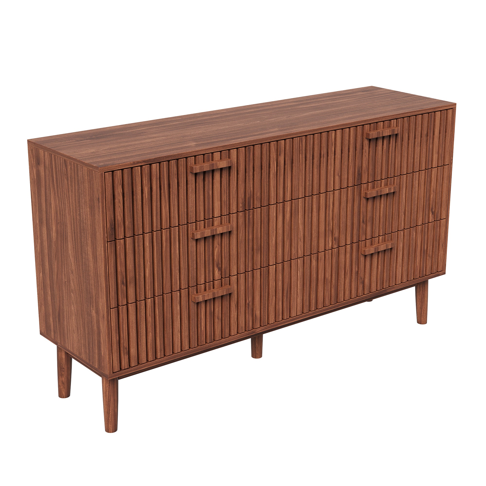 Commode - 6 tiroirs avec poignées - patins antidérapants+conception antidérapante en métal - B100 cm - grand espace de rangement - coloris noyer - 8