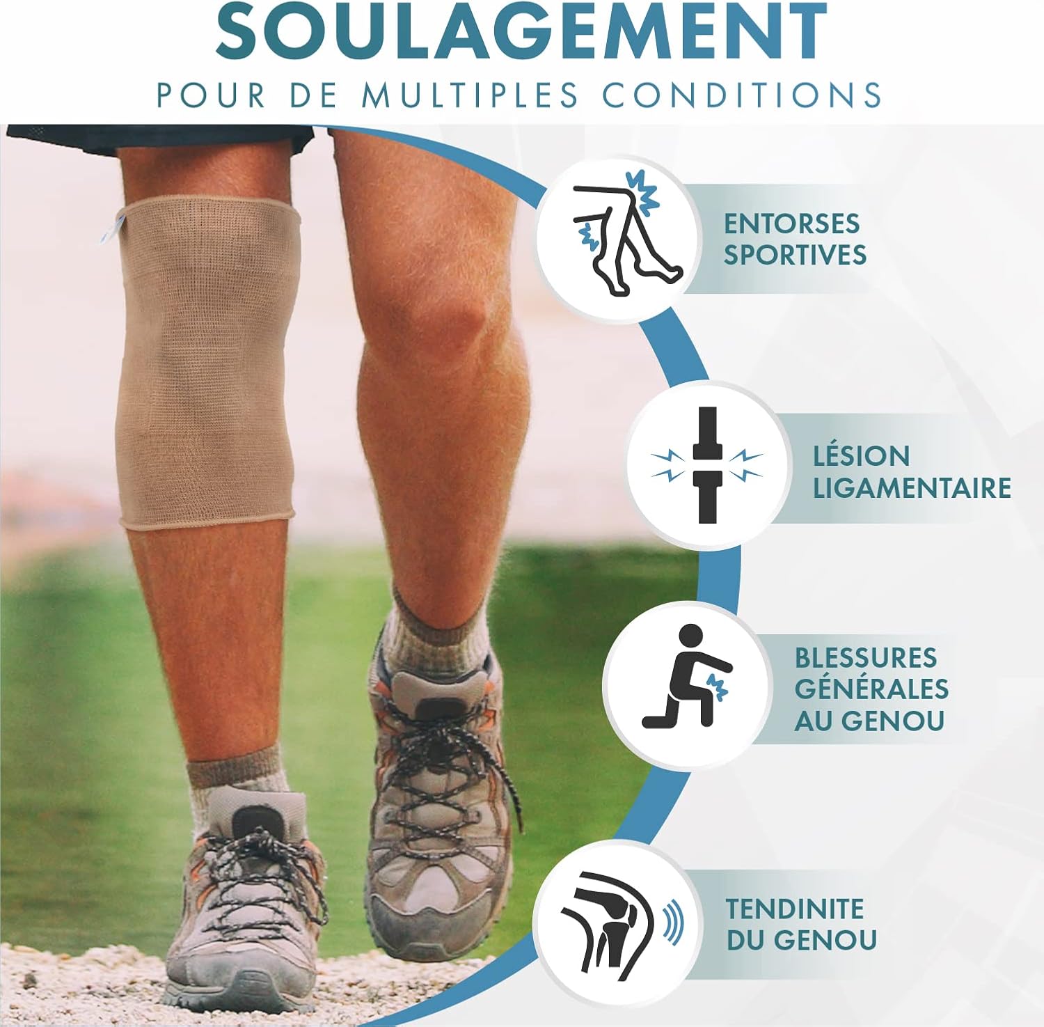 Genouillère : soulage les douleurs au genou, les entorses ligamentaires ou les blessures sportives. - 2