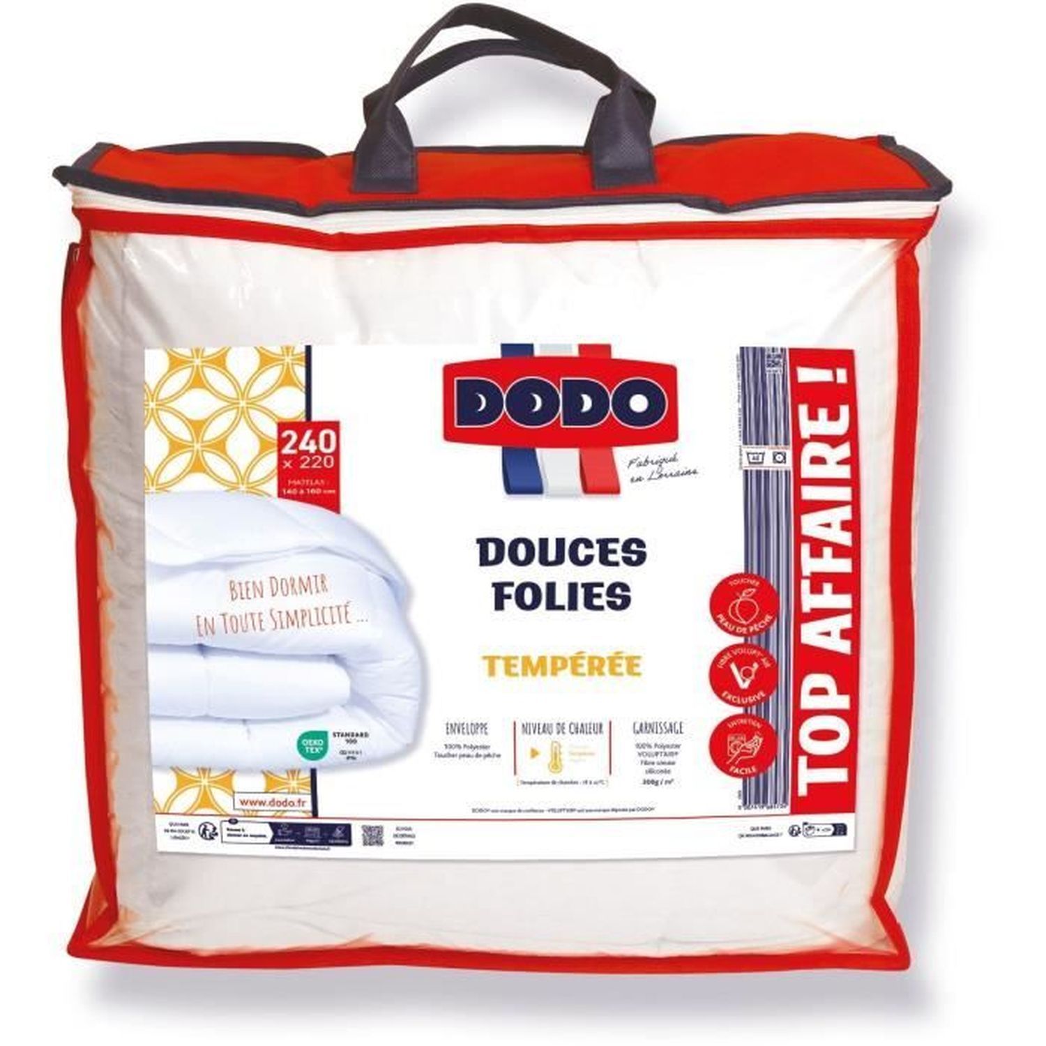Couette MORTREUX Tempérée Feuillage – 100% Polyester – Lavable Machine