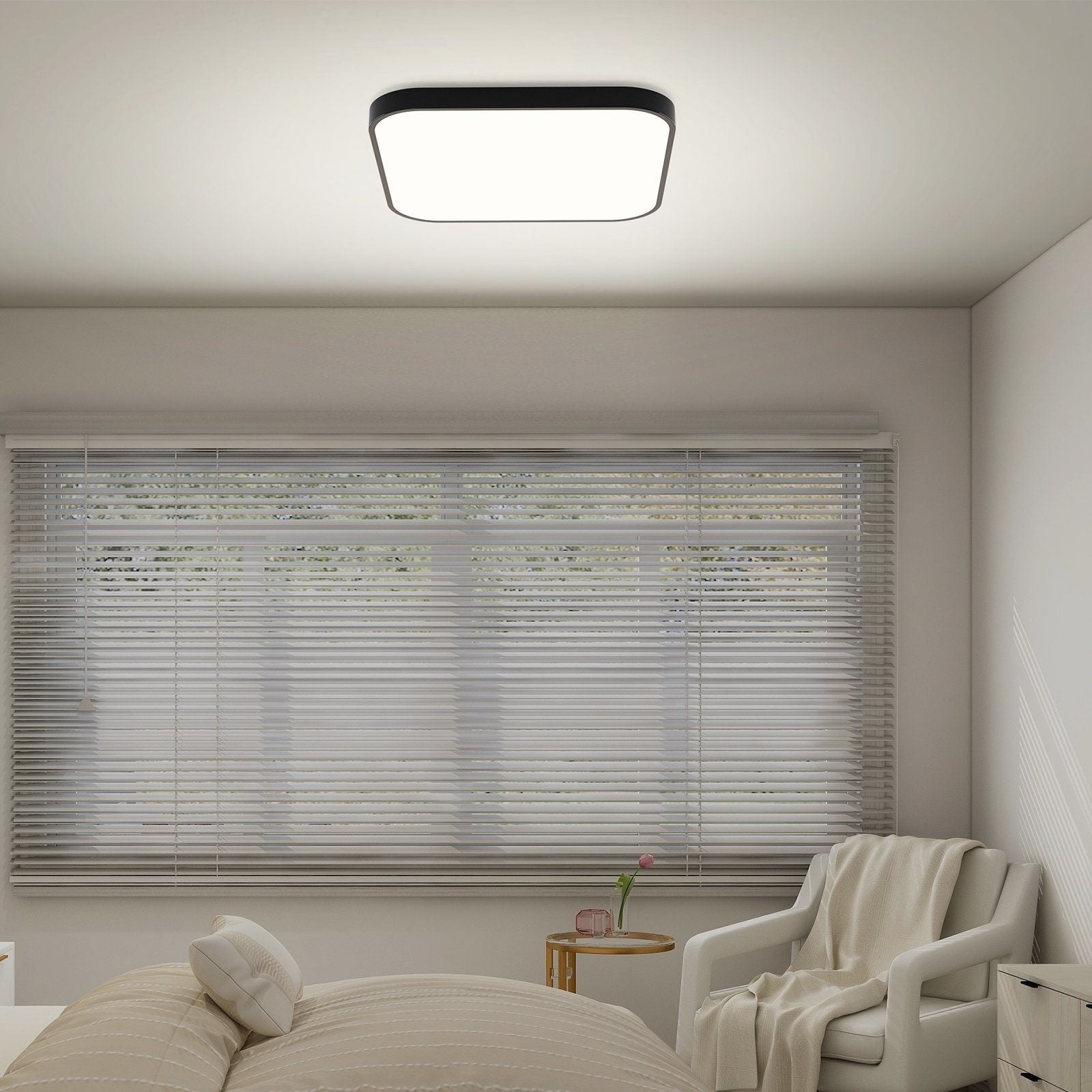 NETTLIFE Lámpara de Techo LED IP44 Negro 27 cm 15 W Dormitorio Cocina Regulable con Mando a Distancia Baño Cuadrado para Pasillo - 3