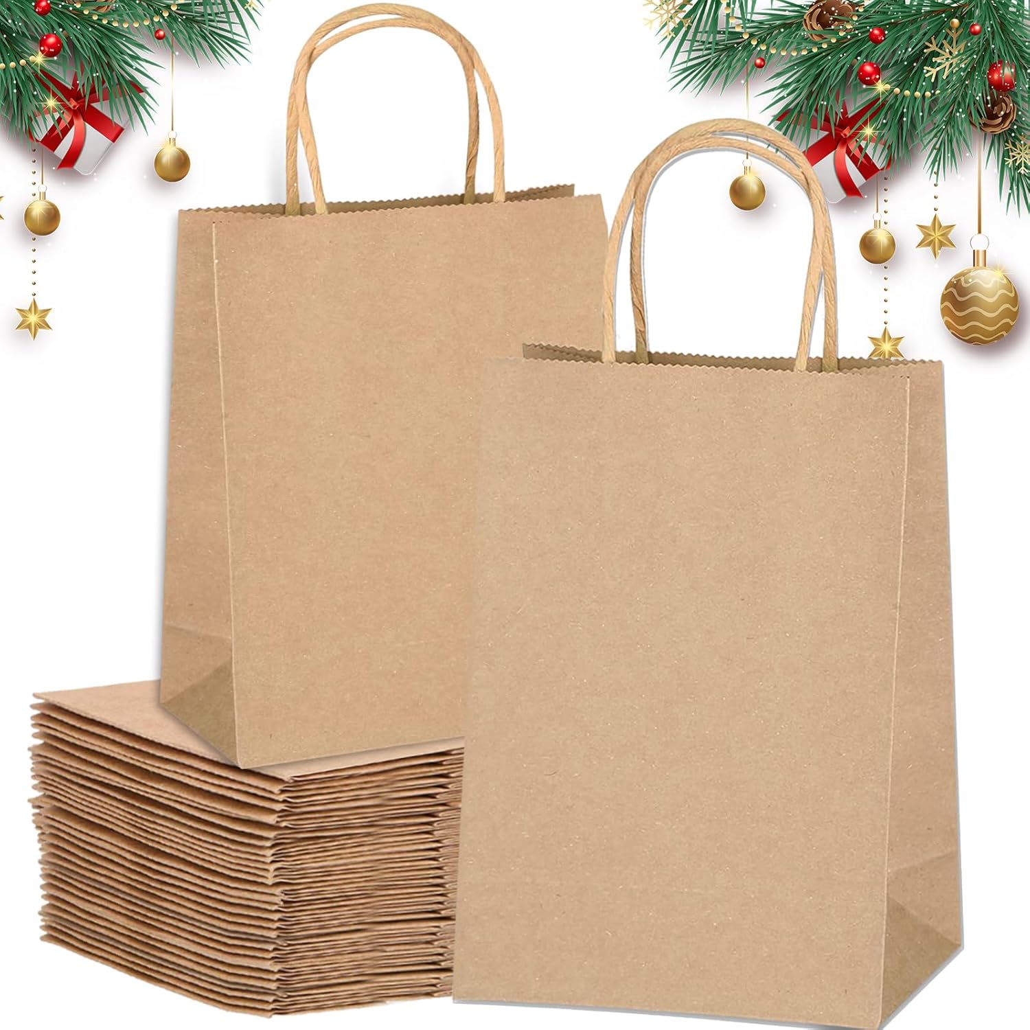 Torba papierowa z uchwytem (27x21x11cm) - 40 torebek na Boże Narodzenie, wesele, urodziny, Halloween - Opakowanie prezentowe