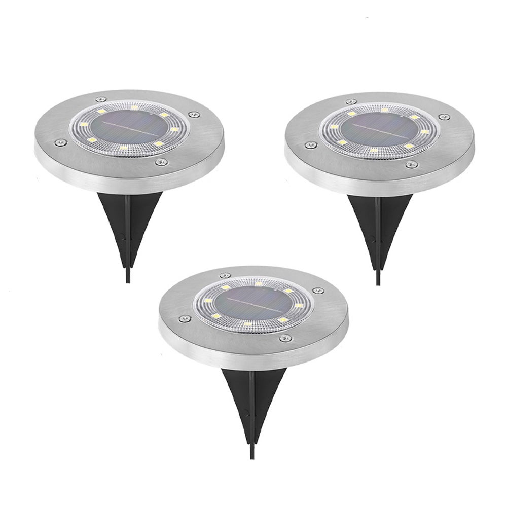 (Ciepła biel, 3 sztuki) Zewnętrzna lampa solarna, 8 LED, wodoodporna lampa solarna IP65 do ogrodu, na ścieżkę, trawnik, taras, podwórko, basen