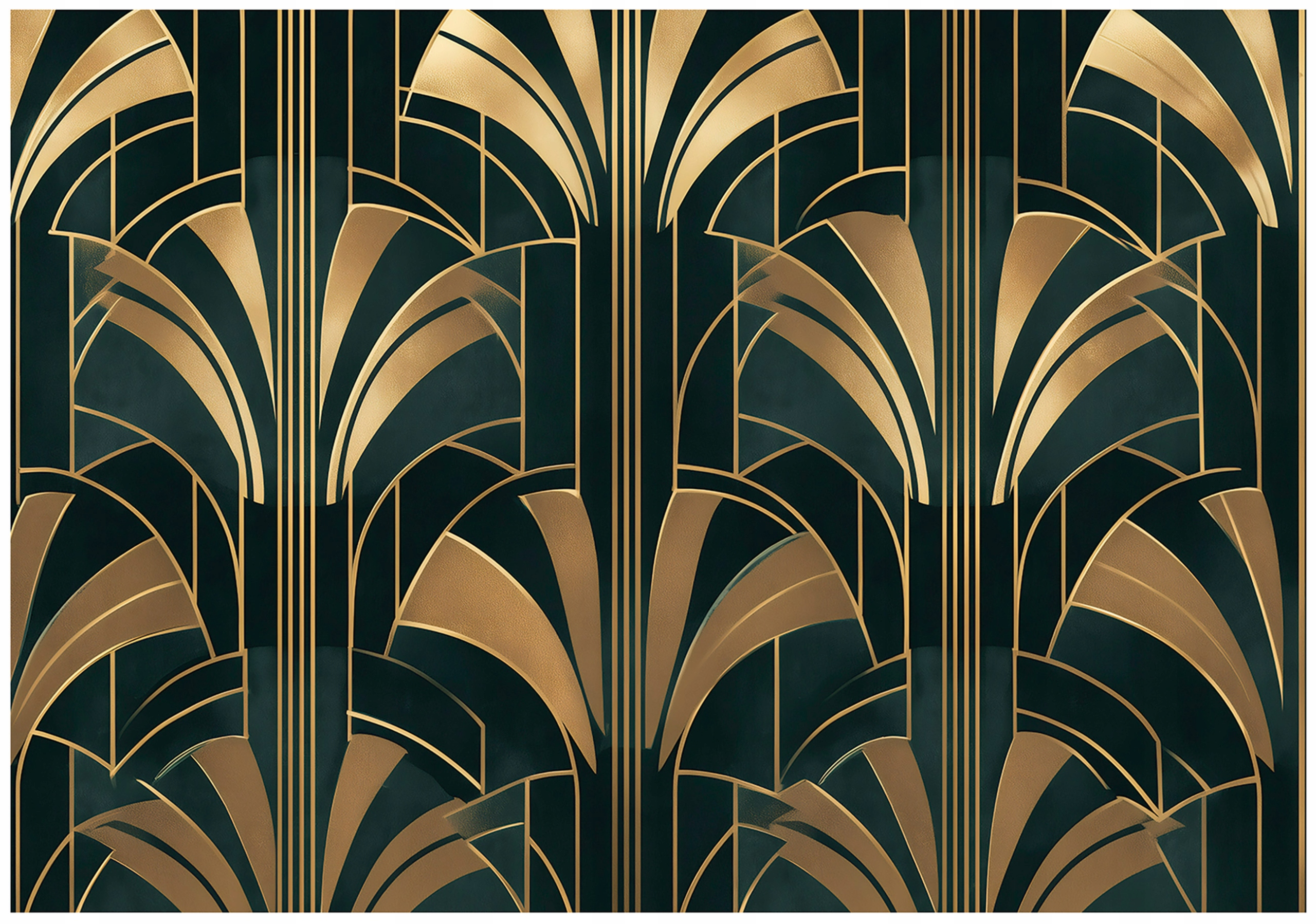 Fototapeta Art Deco Złoto Zielony Abstrakcja 250x175 cm Tapeta Do Sypialni Salonu Kuchni Na Flizelinie