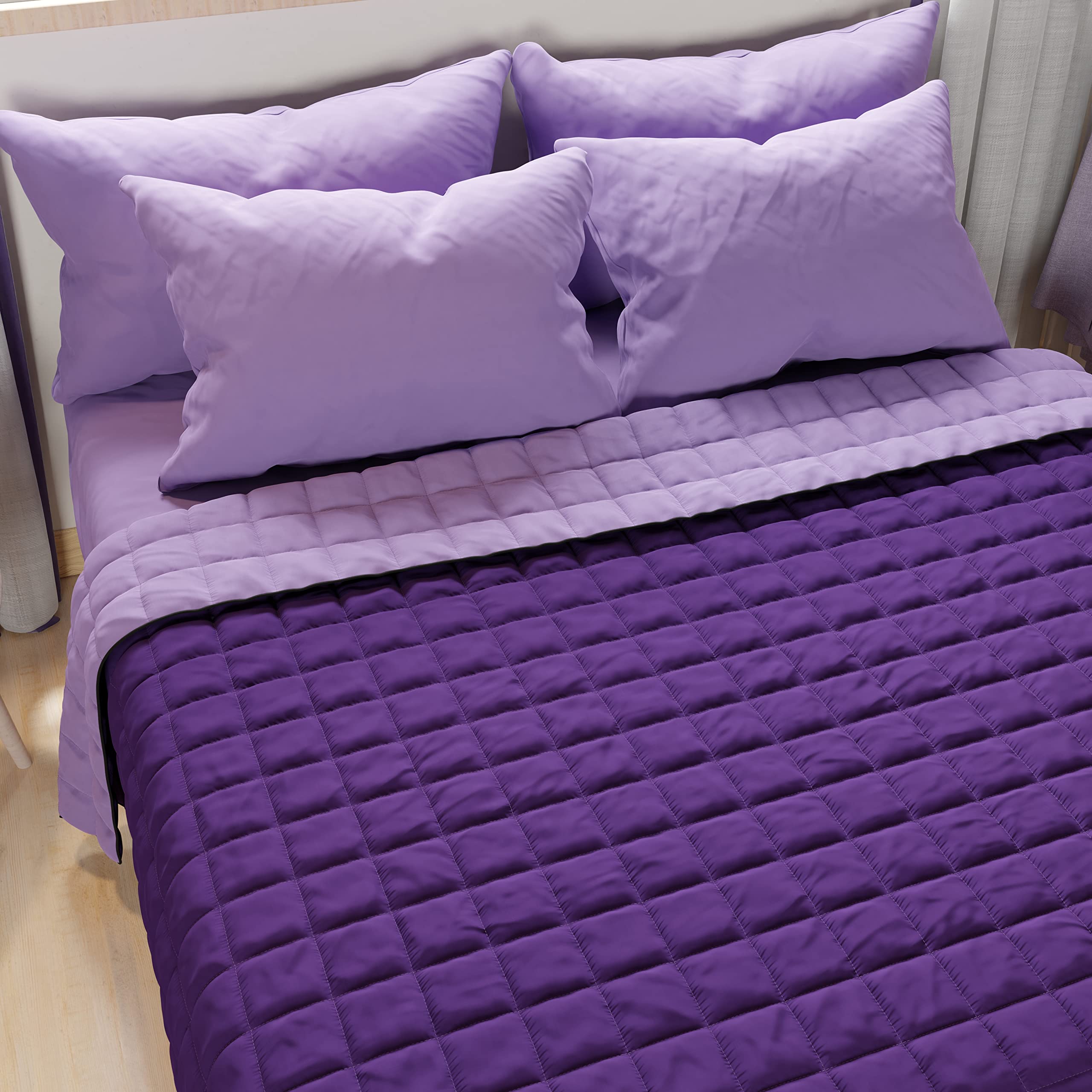 PETTI Artigiani Italiani - Trapuntino Una Piazza e Mezza, Copriletto Una Piazza e Mezza, Trapuntino Double Face, Trapunta Primaverile, Lilla Viola, 10 - 4