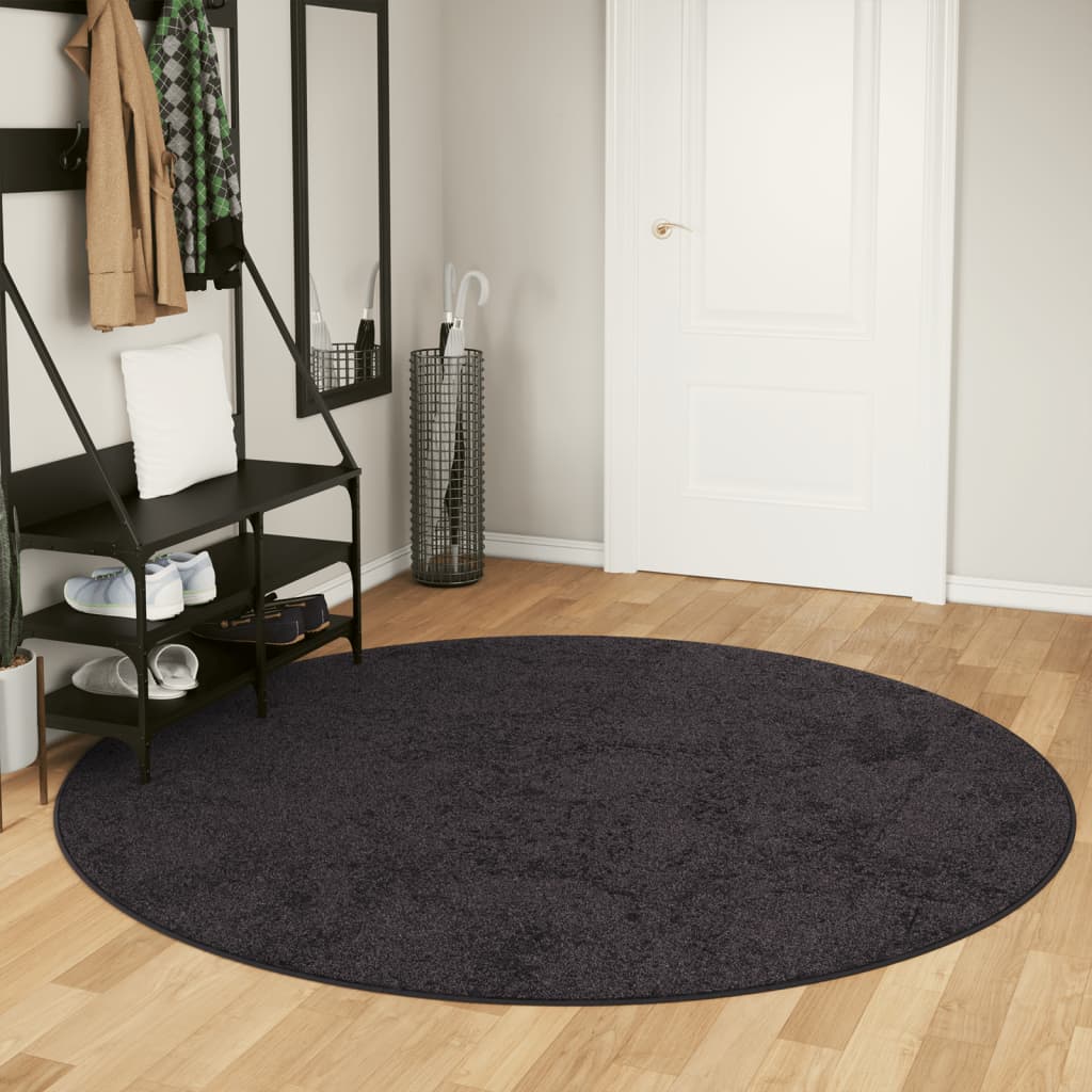 Dywan z możliwością prania, antracytowy, Ø 200 cm vidaXL