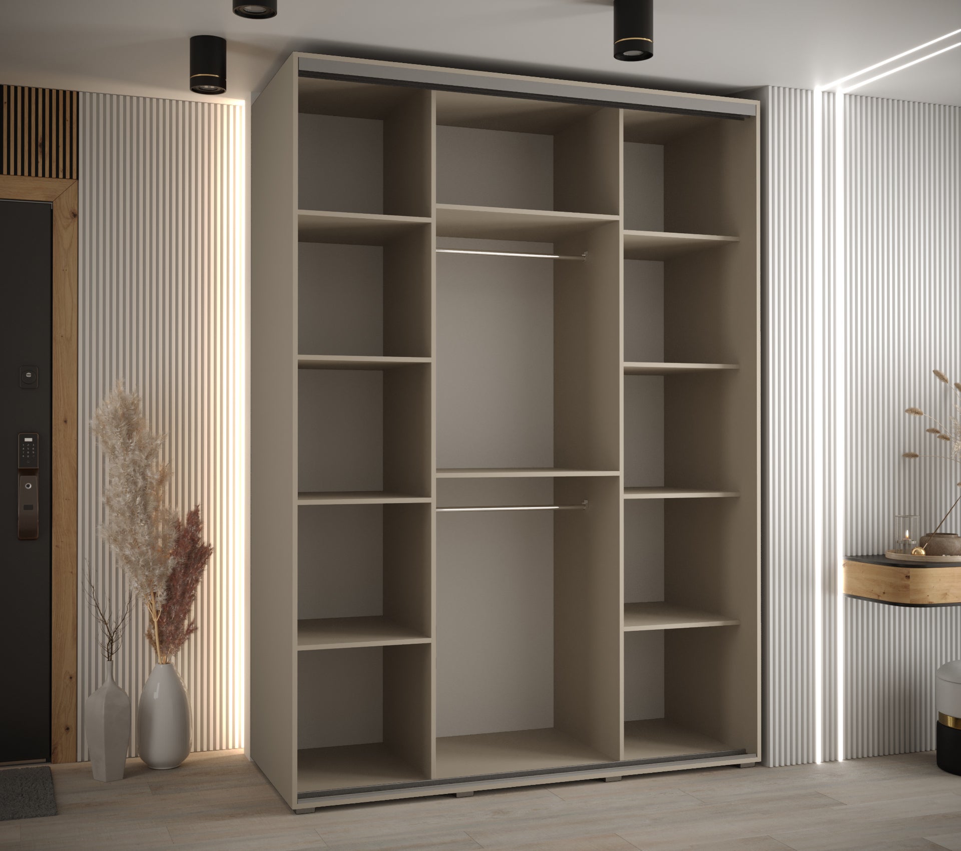 Szafa przesuwna z lustrem wysoka Dakota 5 160 x 60 x 235,2 cm kaszmir + u. czarny - Abiks Meble - 4