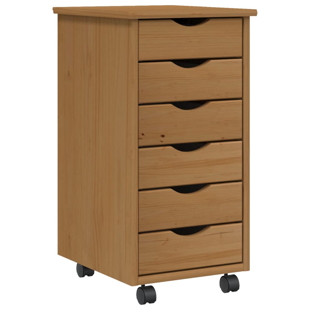 Armoire roulante avec bureau MOSS gris bois de pin solide - Meuble De