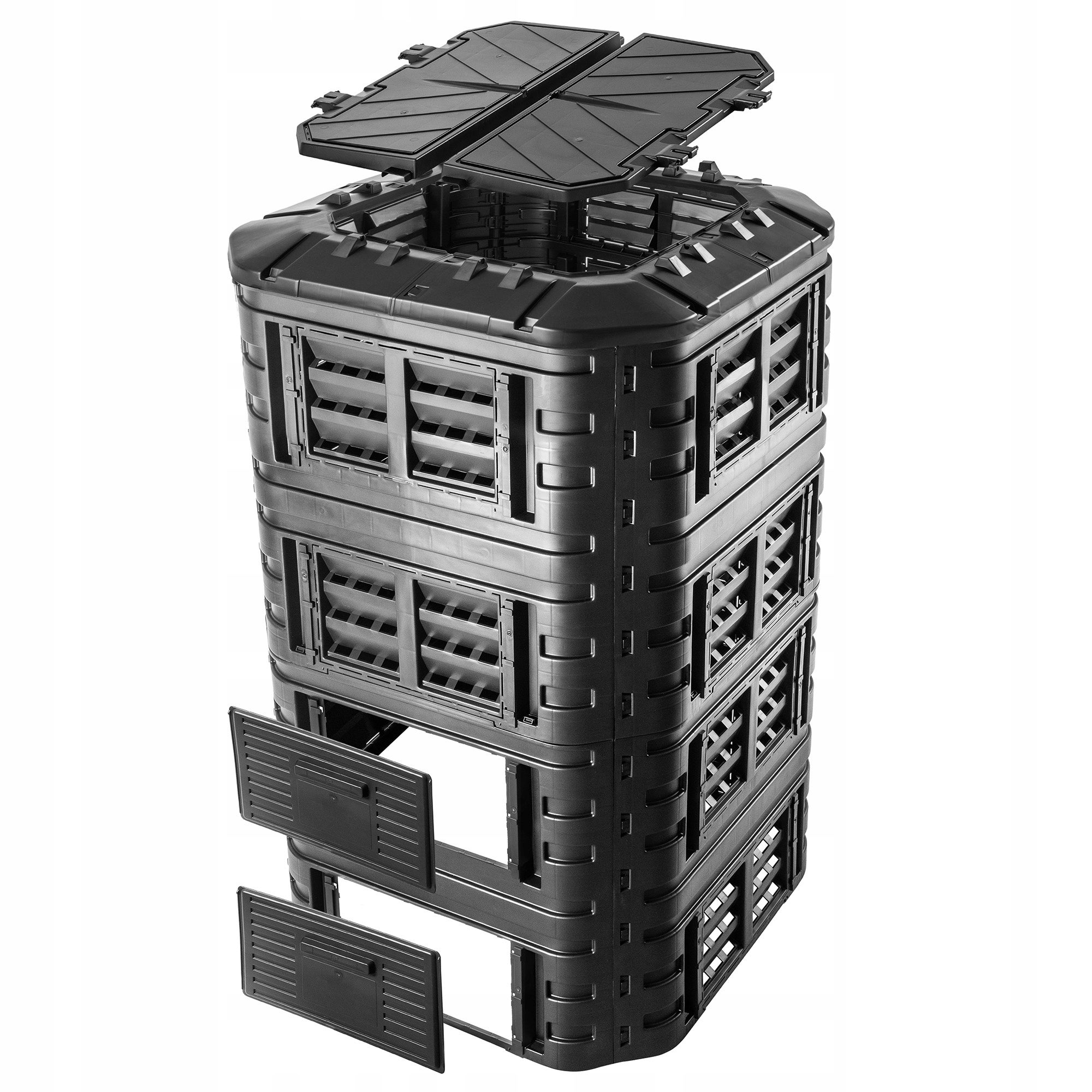 KADAX Compostiera da Giardino 1260L, Grande Contenitore per Compostiera per una Gestione Efficace dei Rifiuti Organici negli Spazi Esterni (Nero) - 2