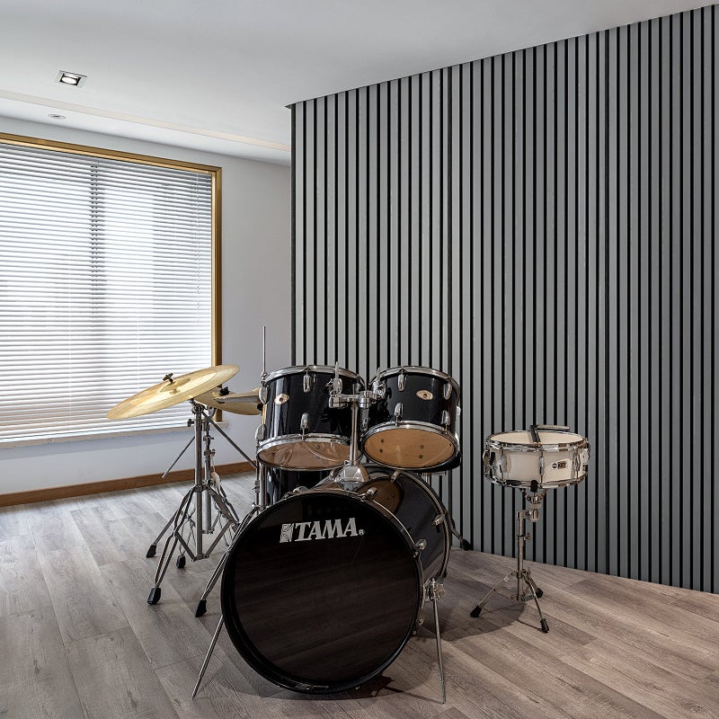 4x Gris Panneaux acoustiques en bois 120*60*2,1 cm Panneaux en bambou, panneaux muraux 3D Revêtement mural en bois véritable - 9