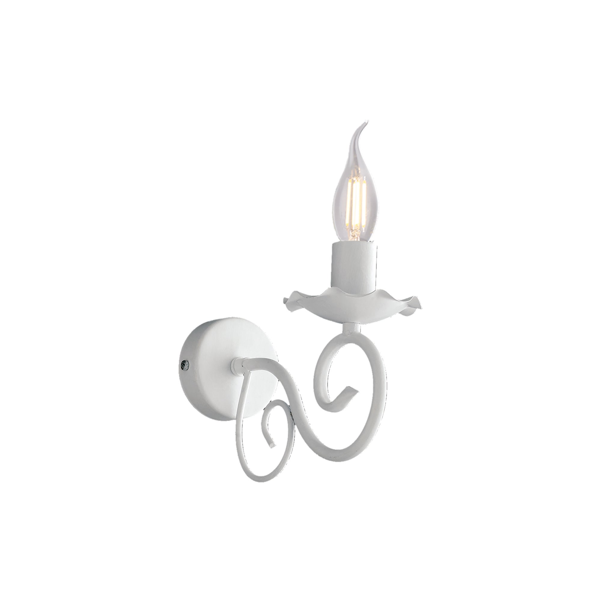 Applique Provenzale Alma 1 Luce Ferro Battuto Bianco Shabby - 4