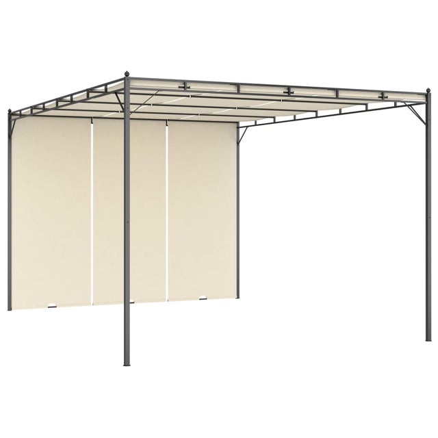 Gazebo da Giardino | Gazebo da Esterno con Tenda Laterale 4x3x2,25 m Crema CFW76526