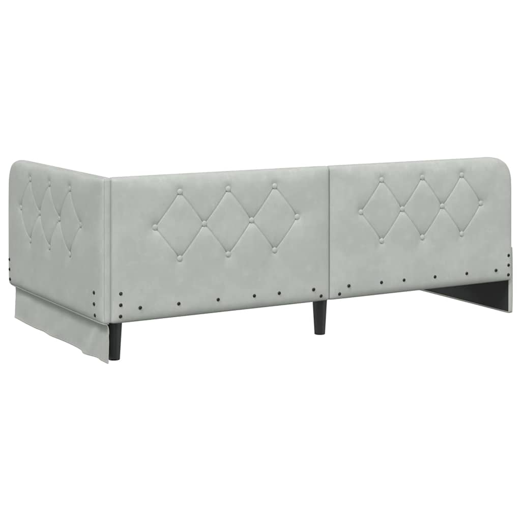 Cadre de lit d'angle en velours gris clair pour la chambre, 90 × 190 cm - 9