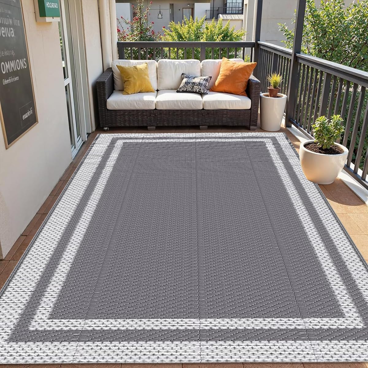 Tapis D'extérieur Grand Format, Tapis Réversible En Plastique Imperméable, Adapté Aux Camping-cars, Balcons, Jardins, Plages Et Campings,183x275cm - 5