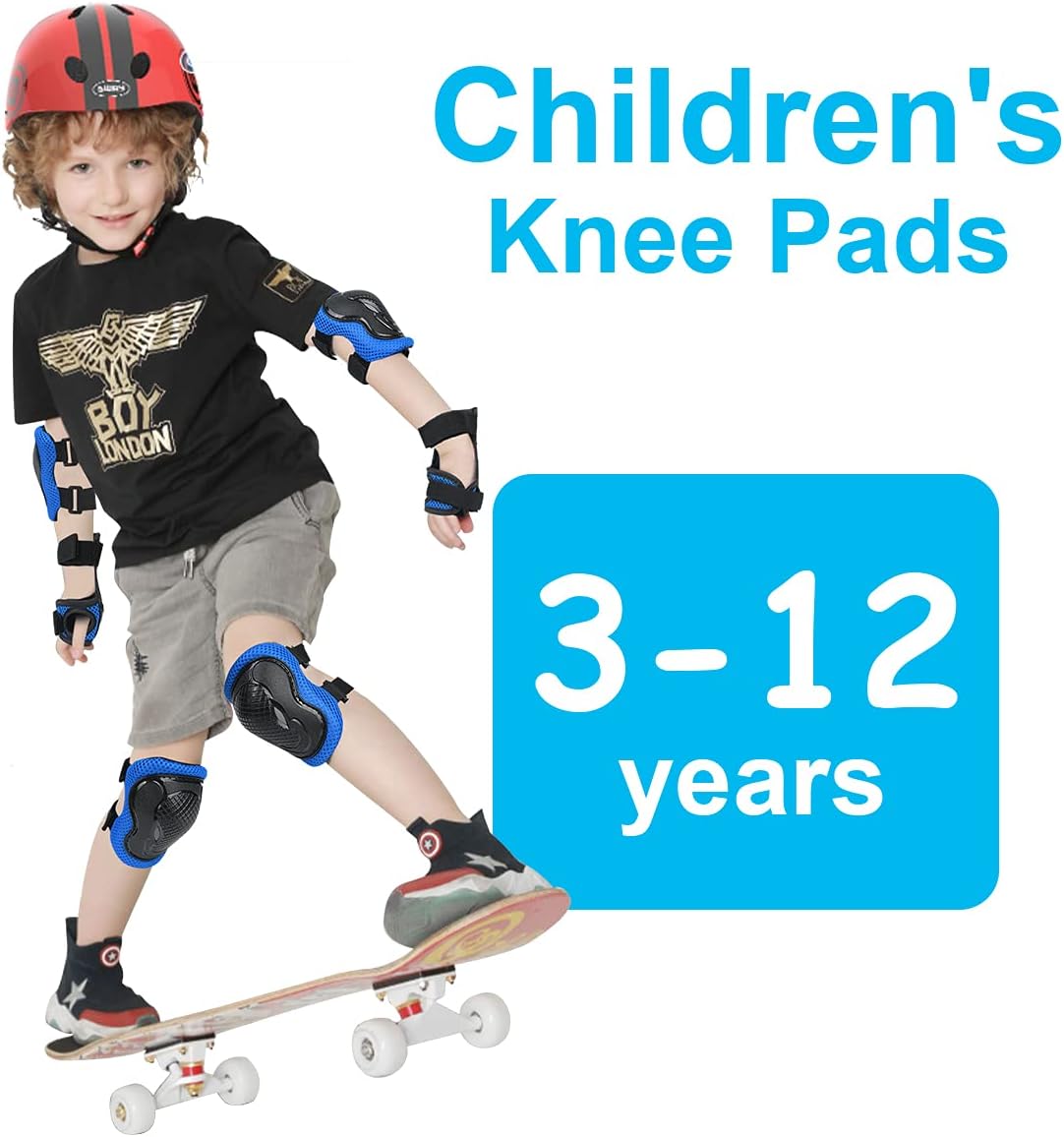Kit Protection Enfant 6 En 1 - Genouillères, Coudières, Poignets Pour Skate, Roller, Vélo - 3 à 12 Ans - 10