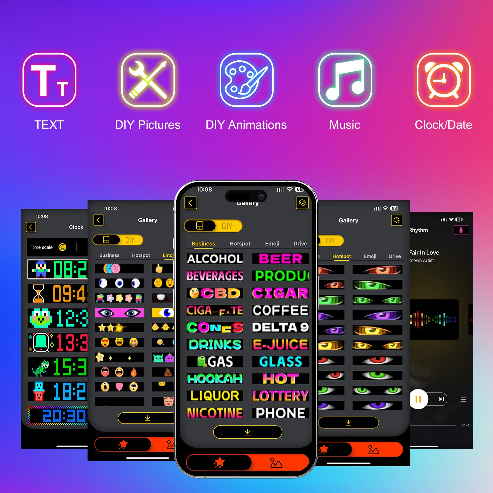 LOVHAUS Écran LED Souple Adhésif 16x96 Pixels—1280 LED RGB,contrôle APP & télécommande,10x35cm Panneau lumineux flexible pour vitrines et restaurants - 4