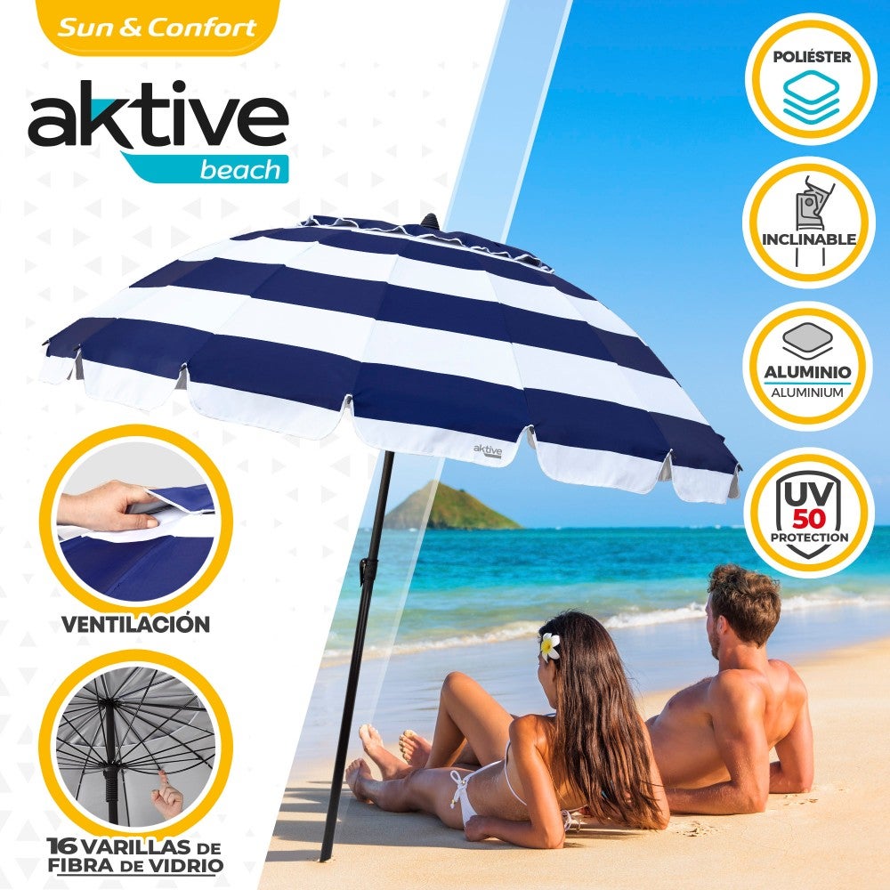 Guarda-sol à prova de vento Ø240 cm com vara basculante e proteção UV50 Aktive - 2