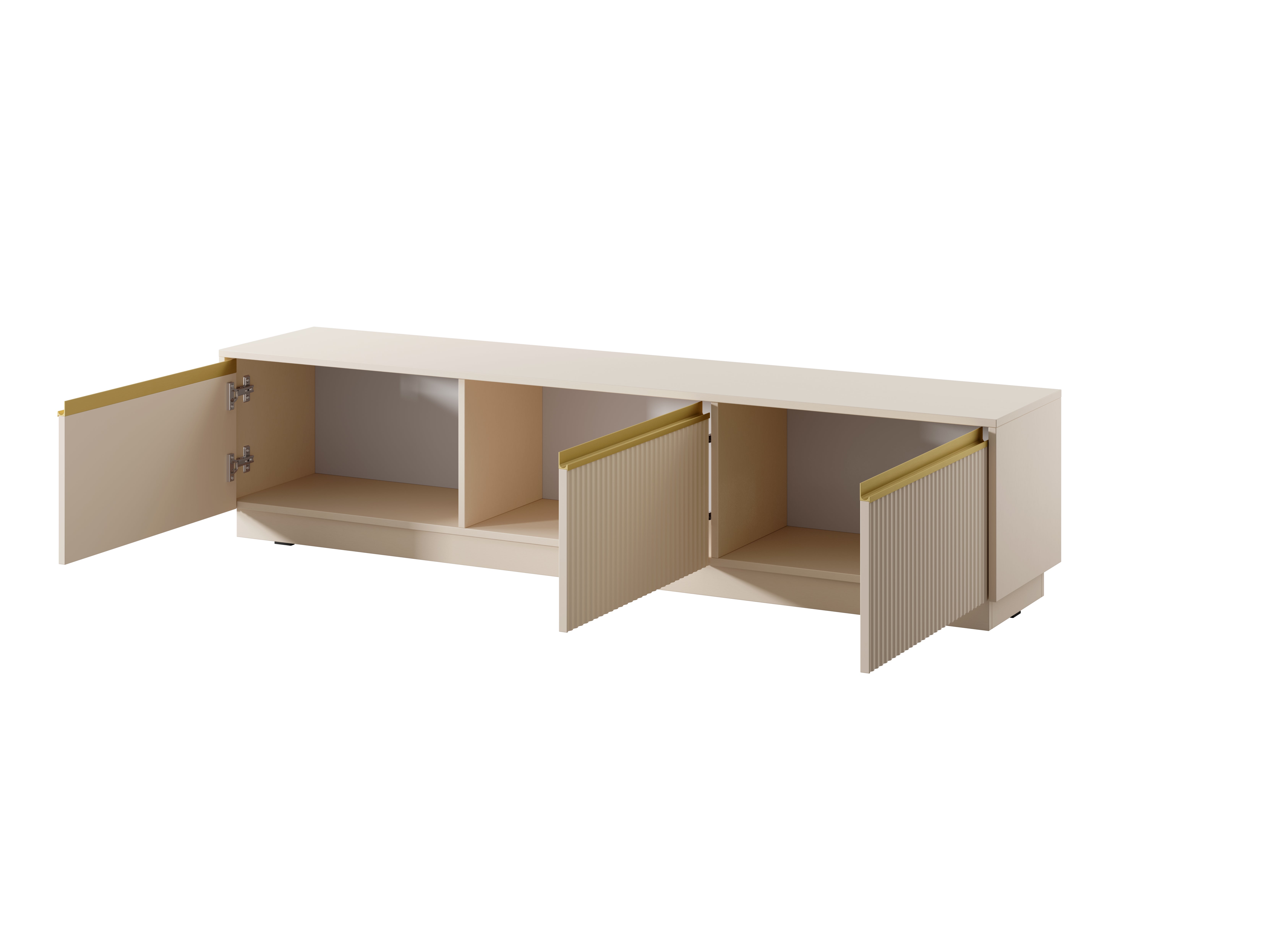 Szafka RTV: 3 drzwi, 3 półki, beż piaskowy, 181,5 x 42 x 39 cm - 2