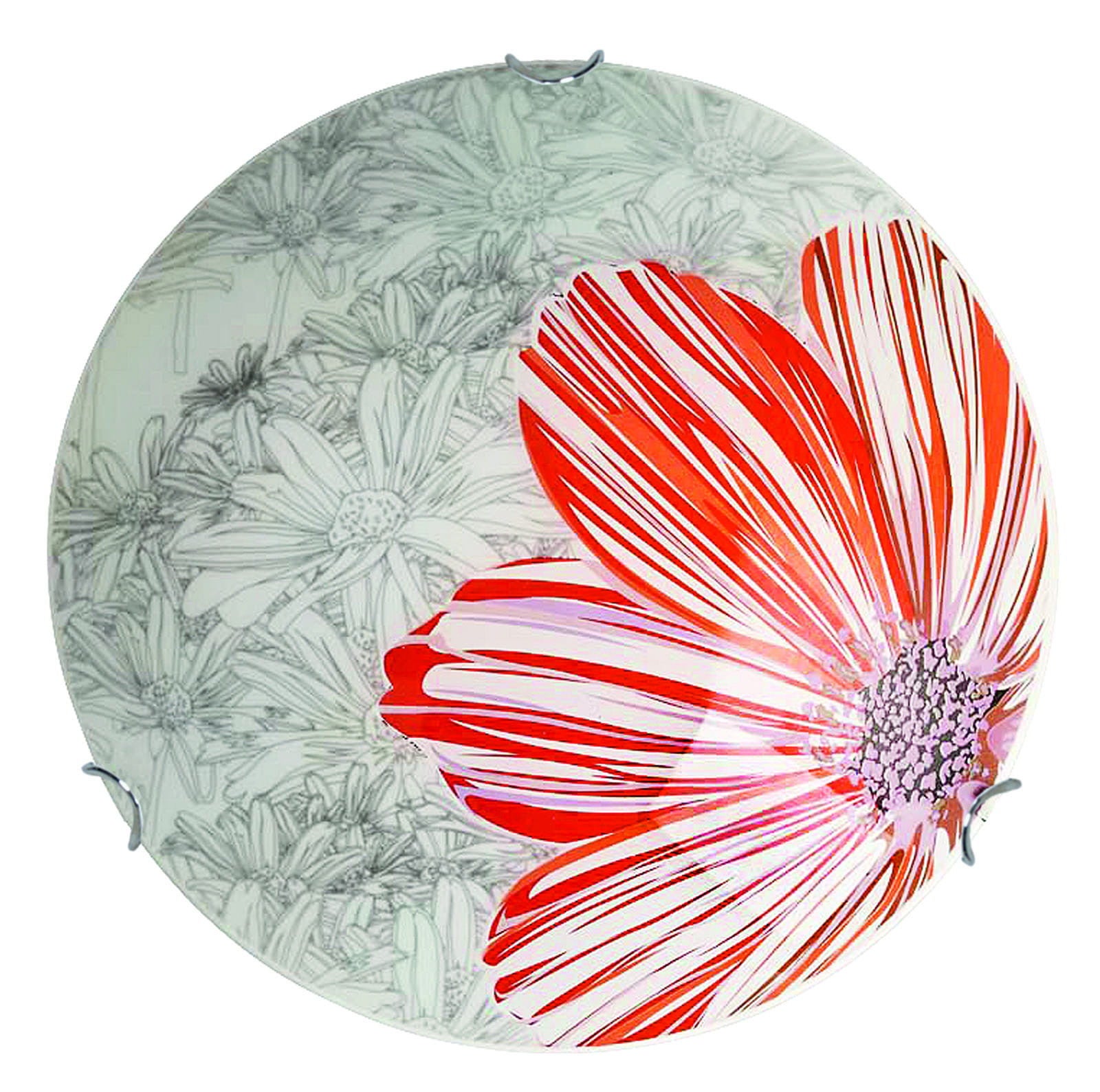 Plafon Spring okrągły chromowany czerwony 1xE27x20W wym: 9 x 30 cm IP20 szkło Candellux