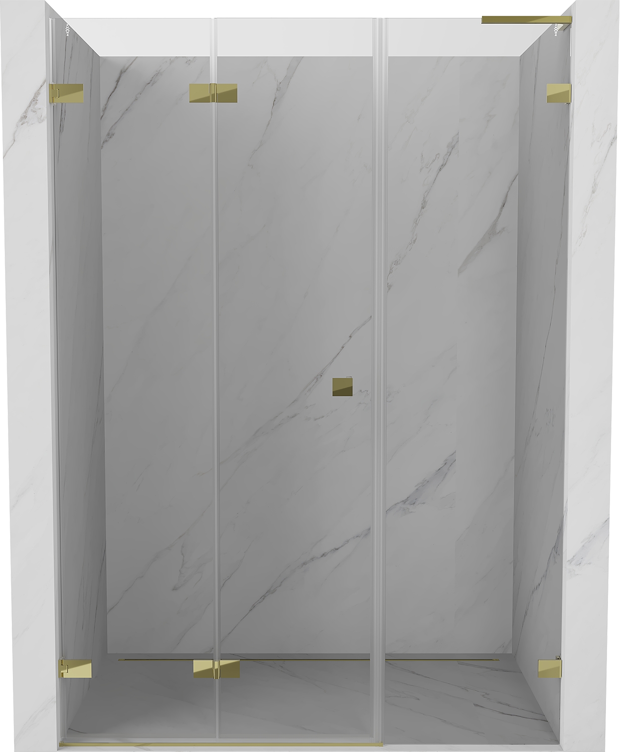 Mexen Lunar-F L drzwi prysznicowe składane lewe 145 cm, transparent, złote - 836SL-145-050-50-00-L